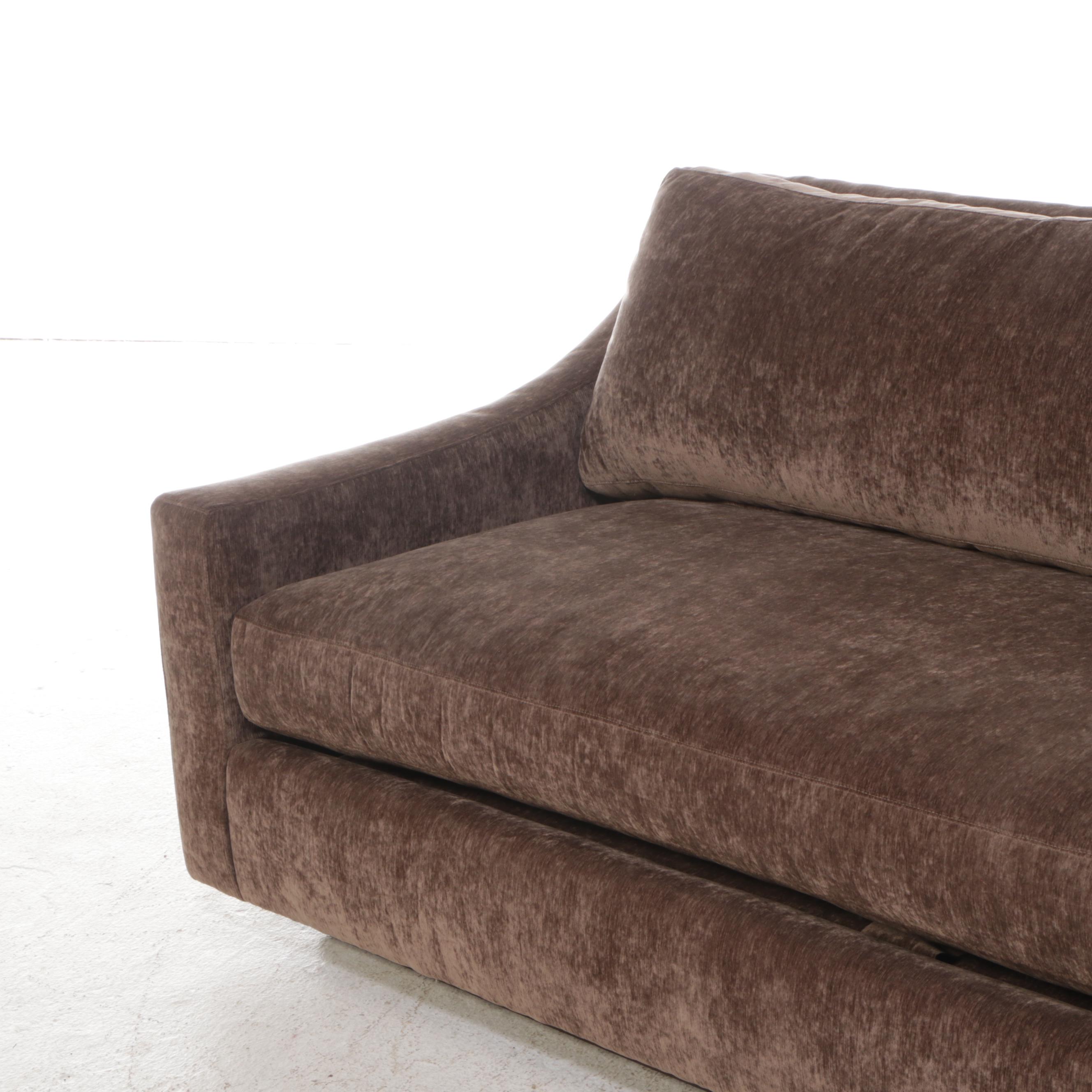 Carolina Custom Leather "Wilmington" Sofa in "Lush Earth" Performance Fabric