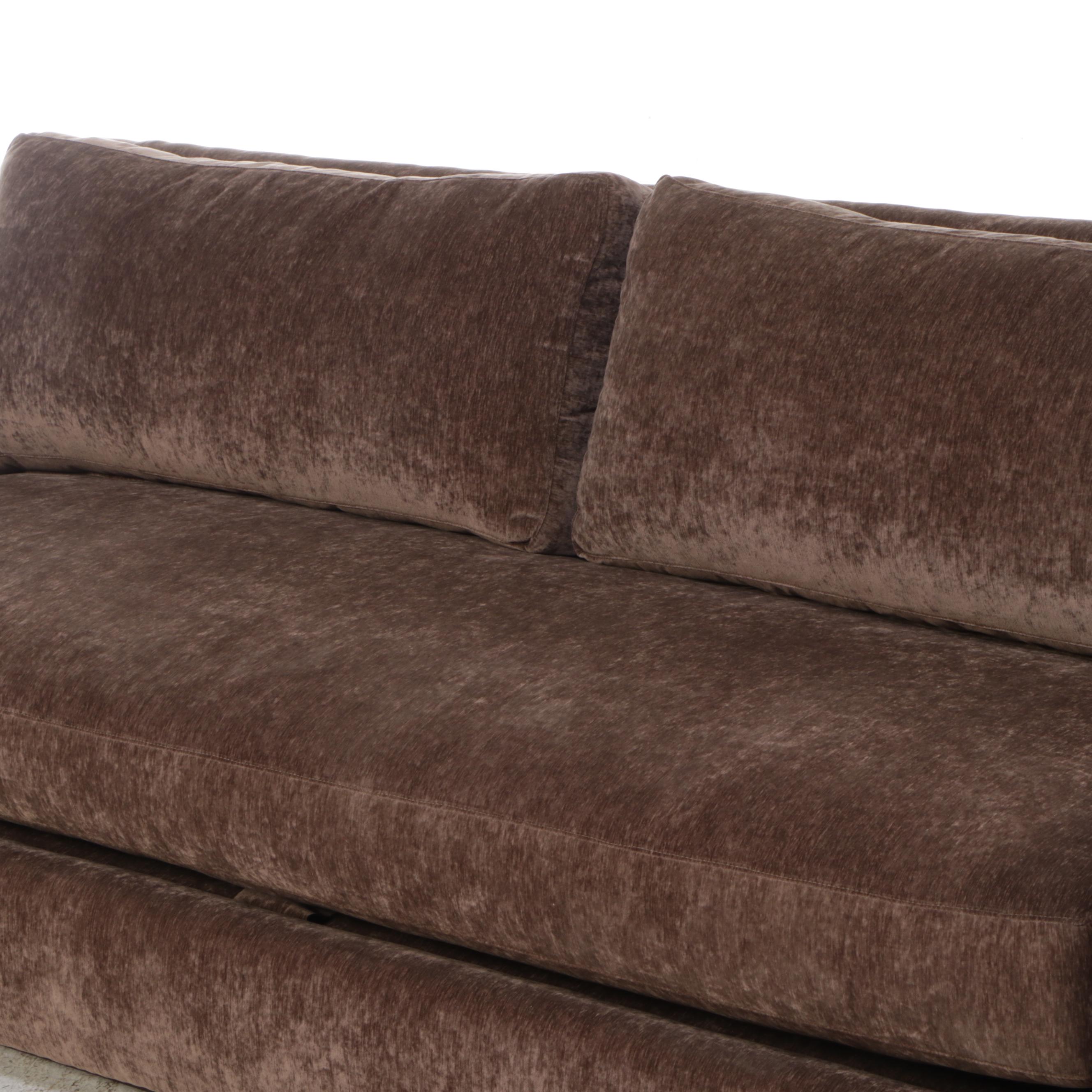 Carolina Custom Leather "Wilmington" Sofa in "Lush Earth" Performance Fabric