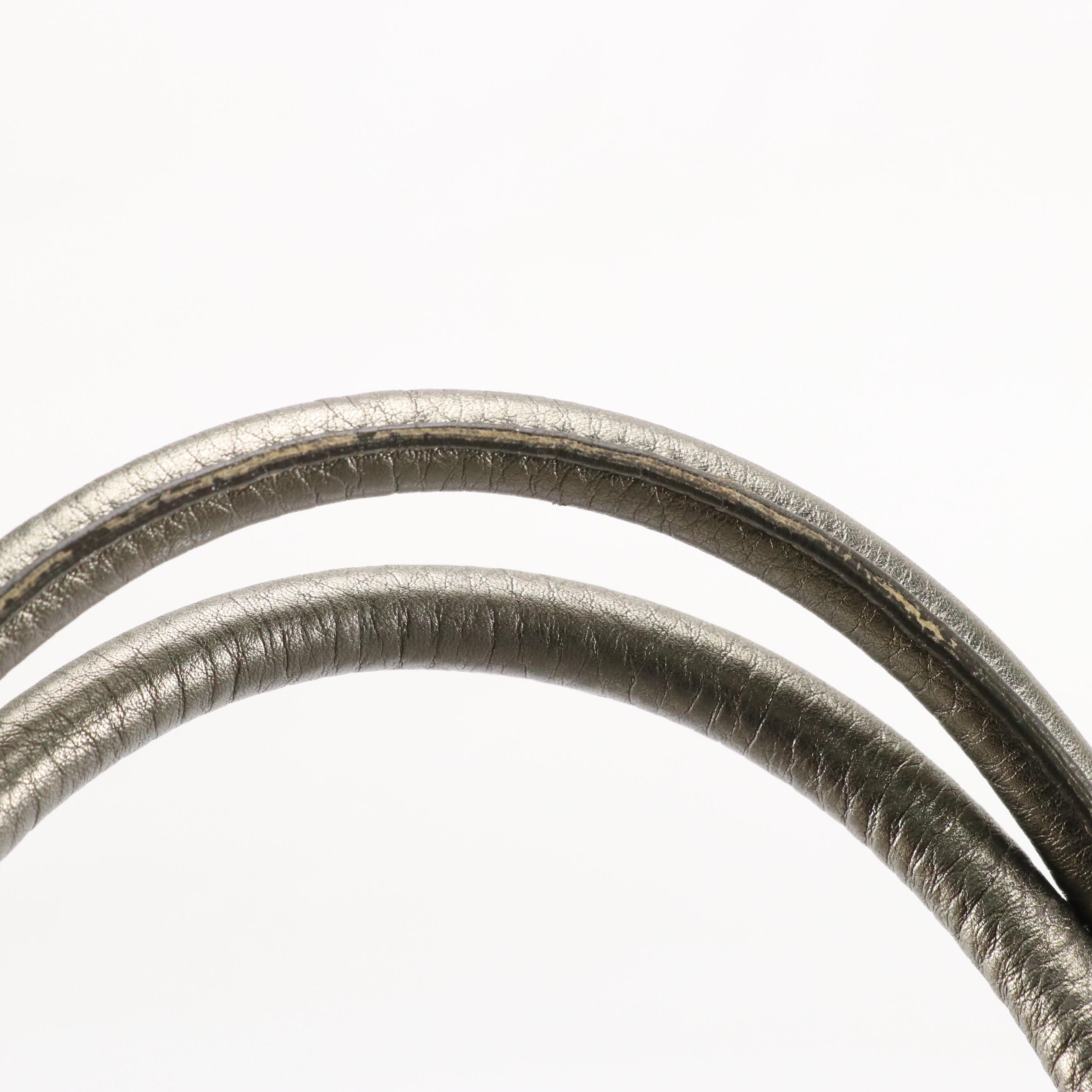 Prada Large Shopper Tote in Metallic Silver Vitello Daino Leather