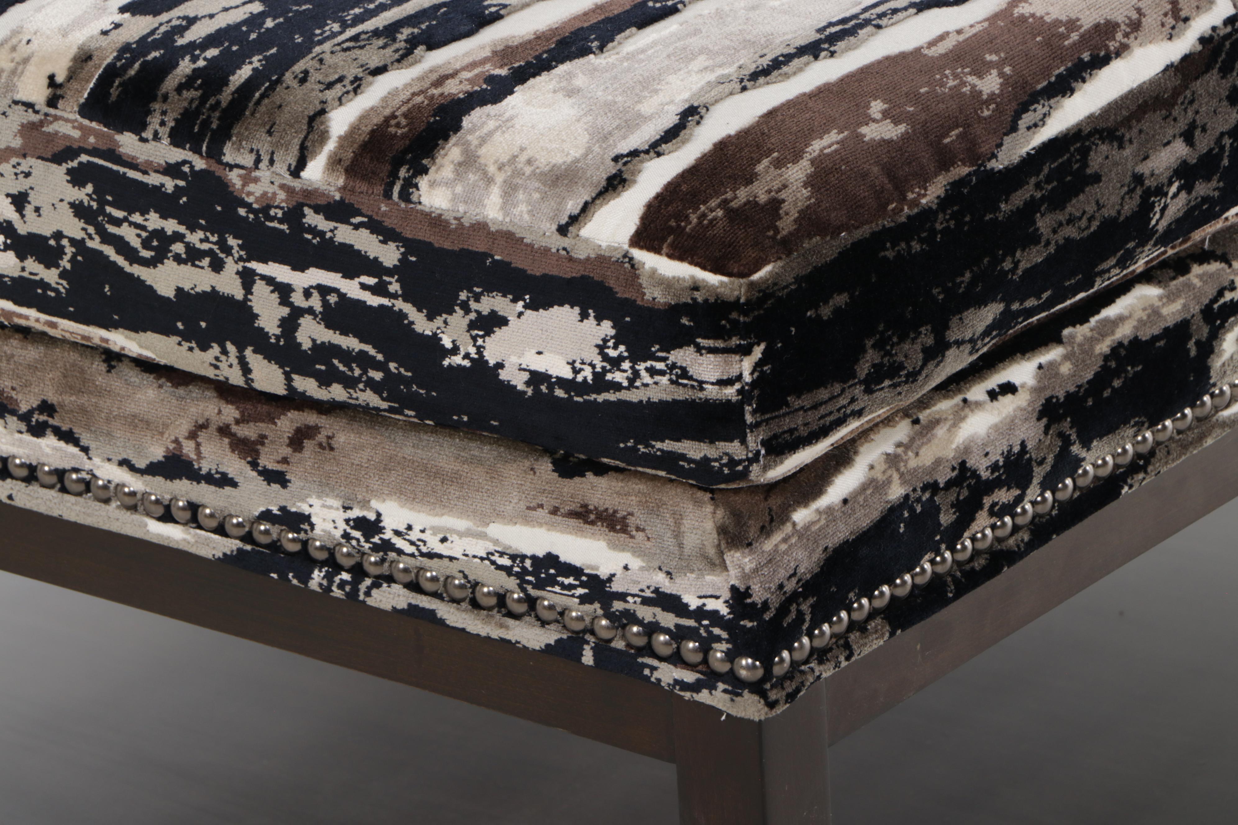 Fairfield Contemporary Large Square Velvet Upholstered Ottoman