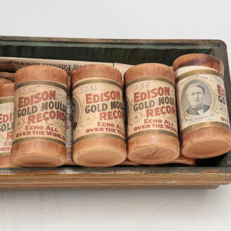 Edison Home Phonograph with Cylindrical Records and Sound Horns | EBTH