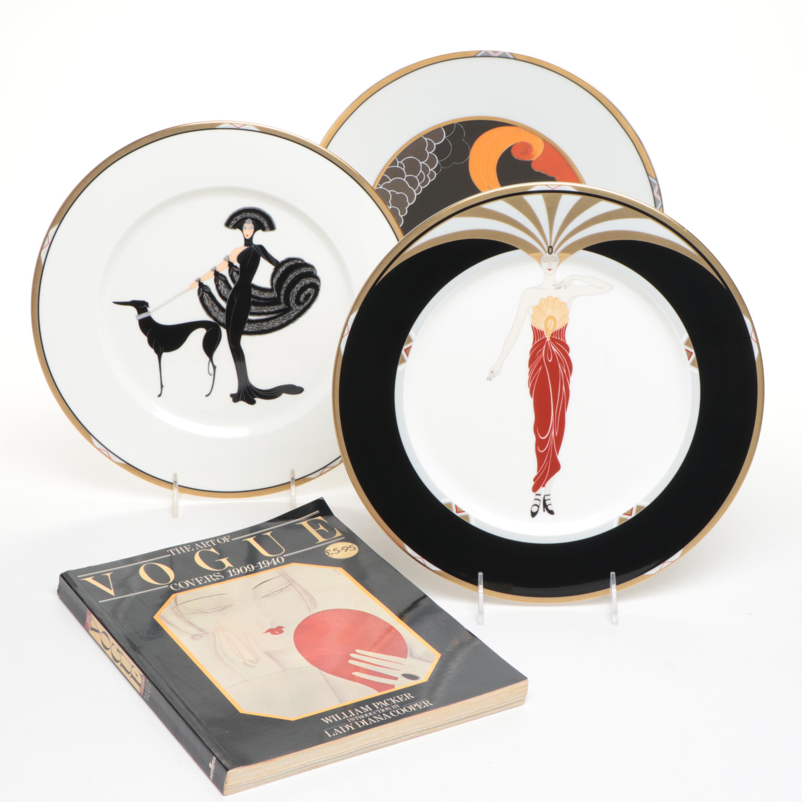Erté "Le Soleil Ebony" and More Bone China Plates with "The Art of Vogue" Book