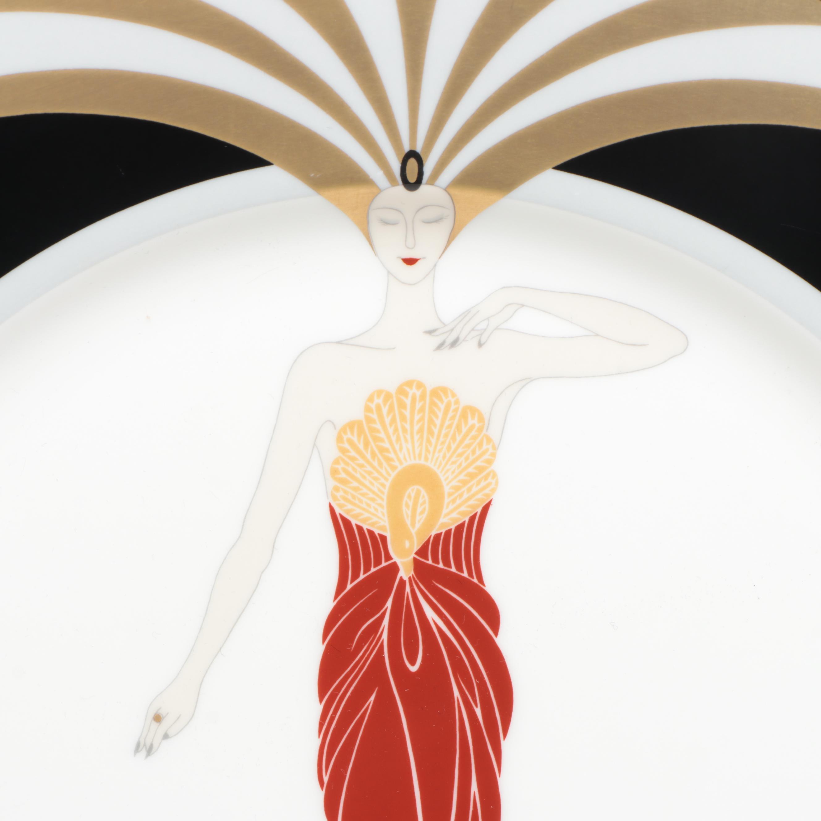 Erté "Le Soleil Ebony" and More Bone China Plates with "The Art of Vogue" Book
