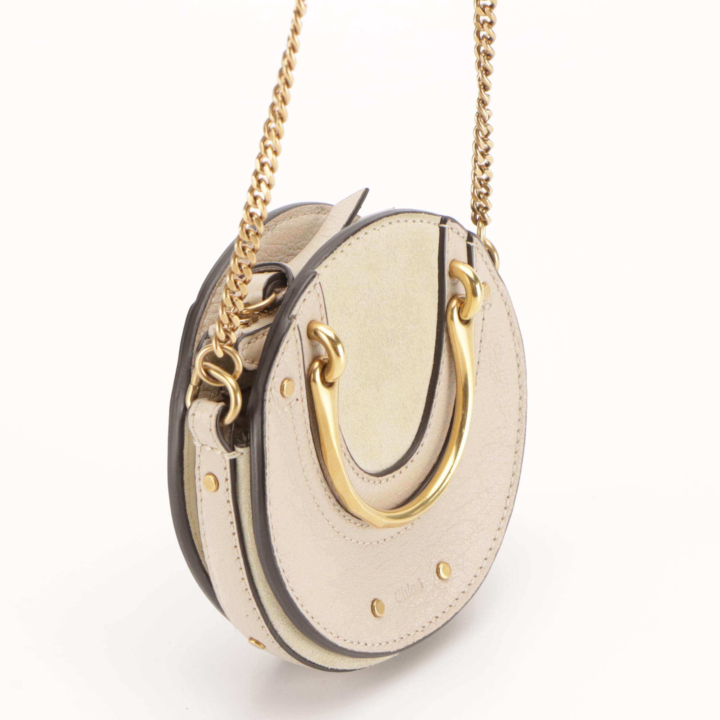 Chloé Pixie Round Two Way Bag in Neutral Leather and Suede