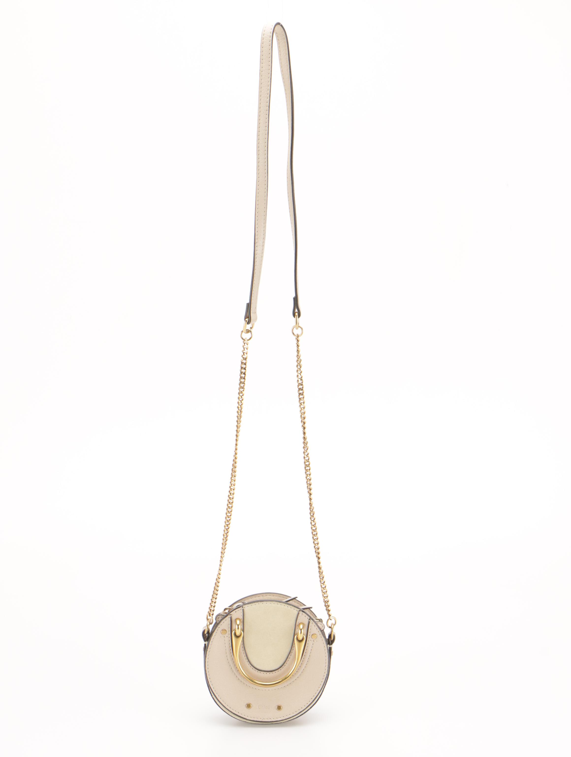 Chloé Pixie Round Two Way Bag in Neutral Leather and Suede