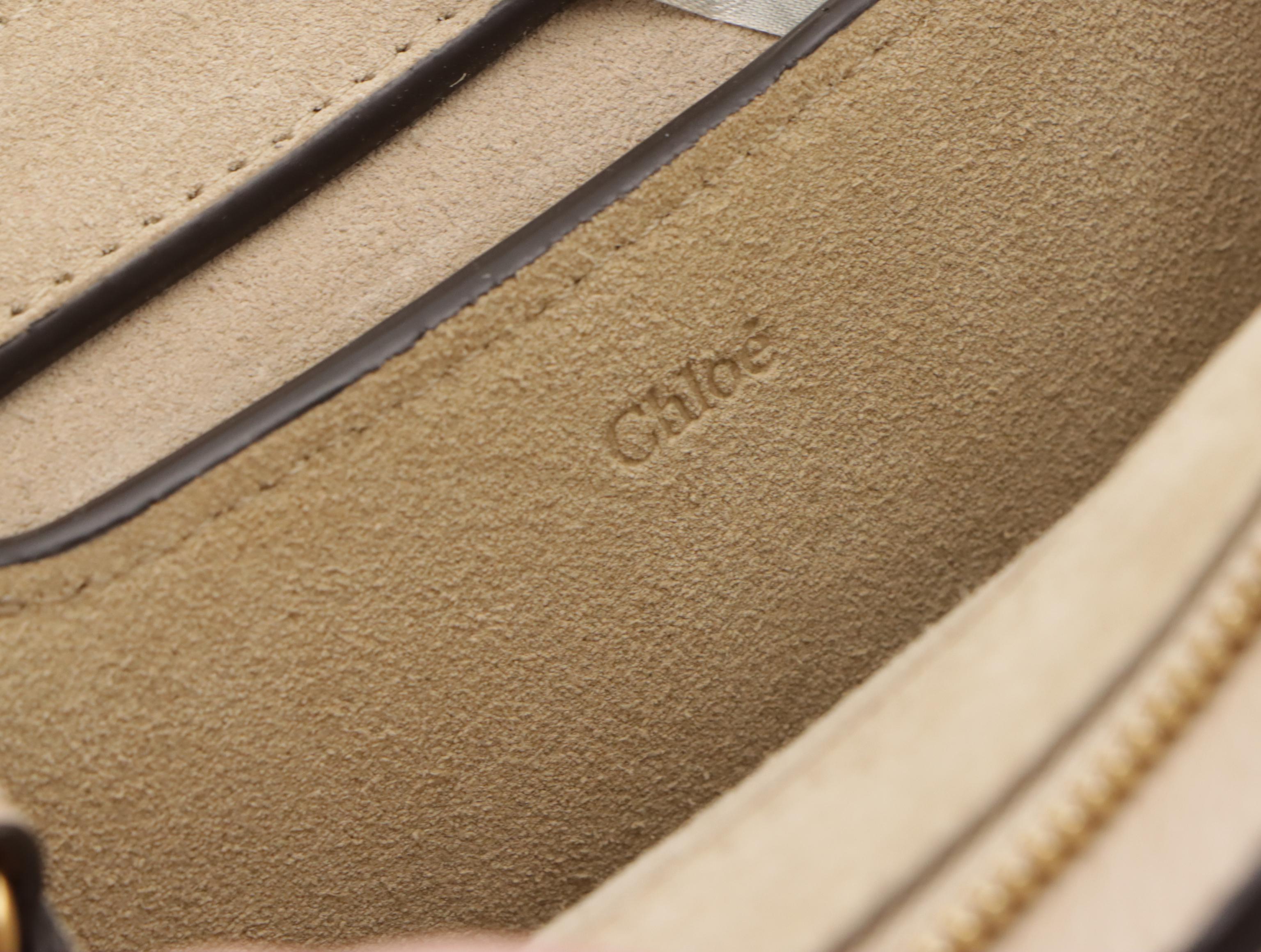 Chloé Pixie Round Two Way Bag in Neutral Leather and Suede