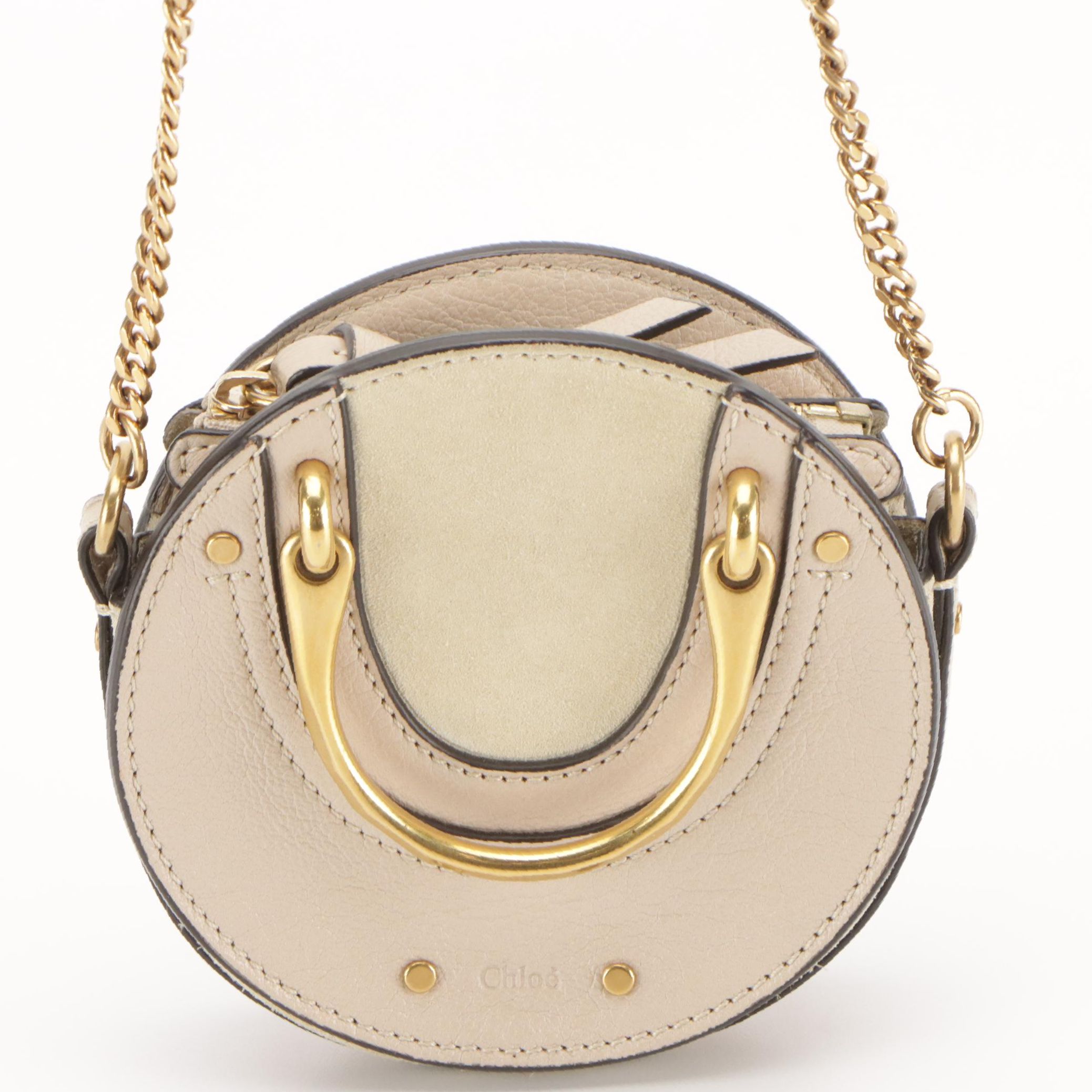 Chloé Pixie Round Two Way Bag in Neutral Leather and Suede