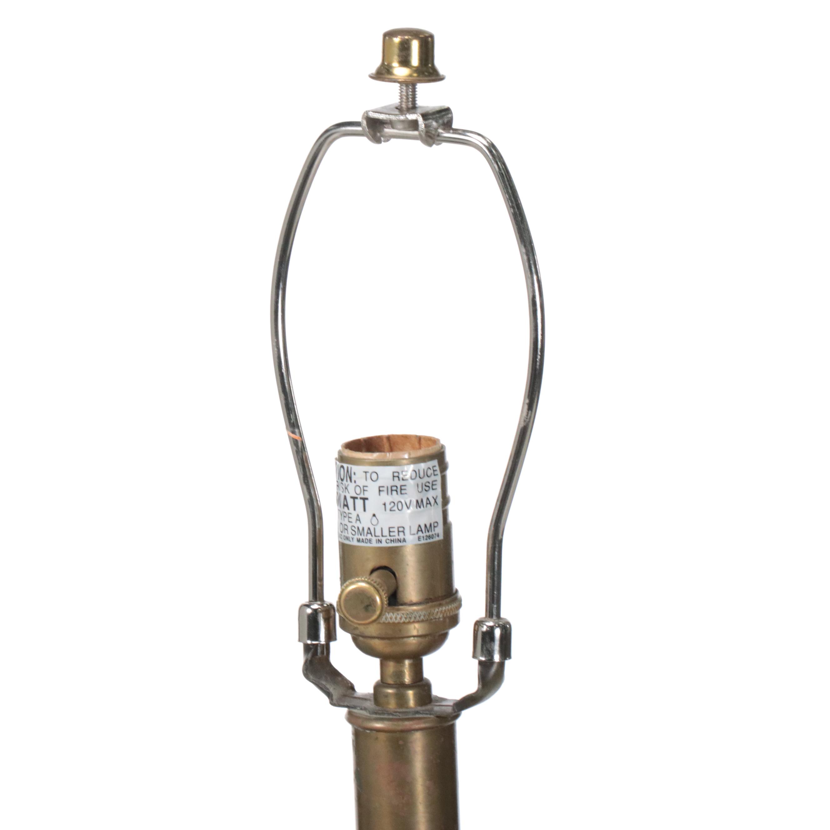 Pair of Williams Sonoma Home Black Ceramic Vase Table Lamps with Drum Shades