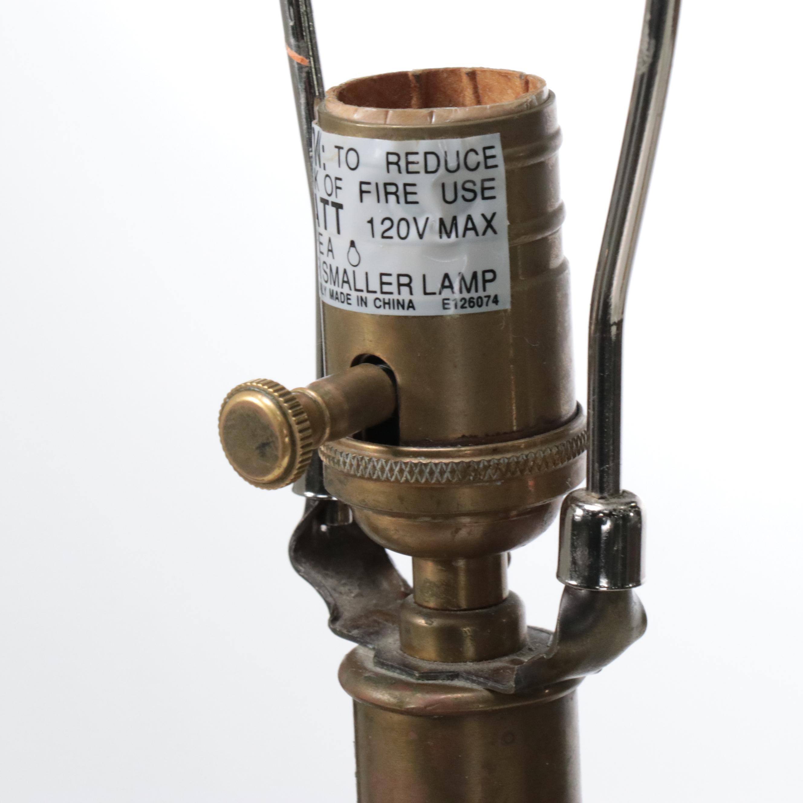 Pair of Williams Sonoma Home Black Ceramic Vase Table Lamps with Drum Shades