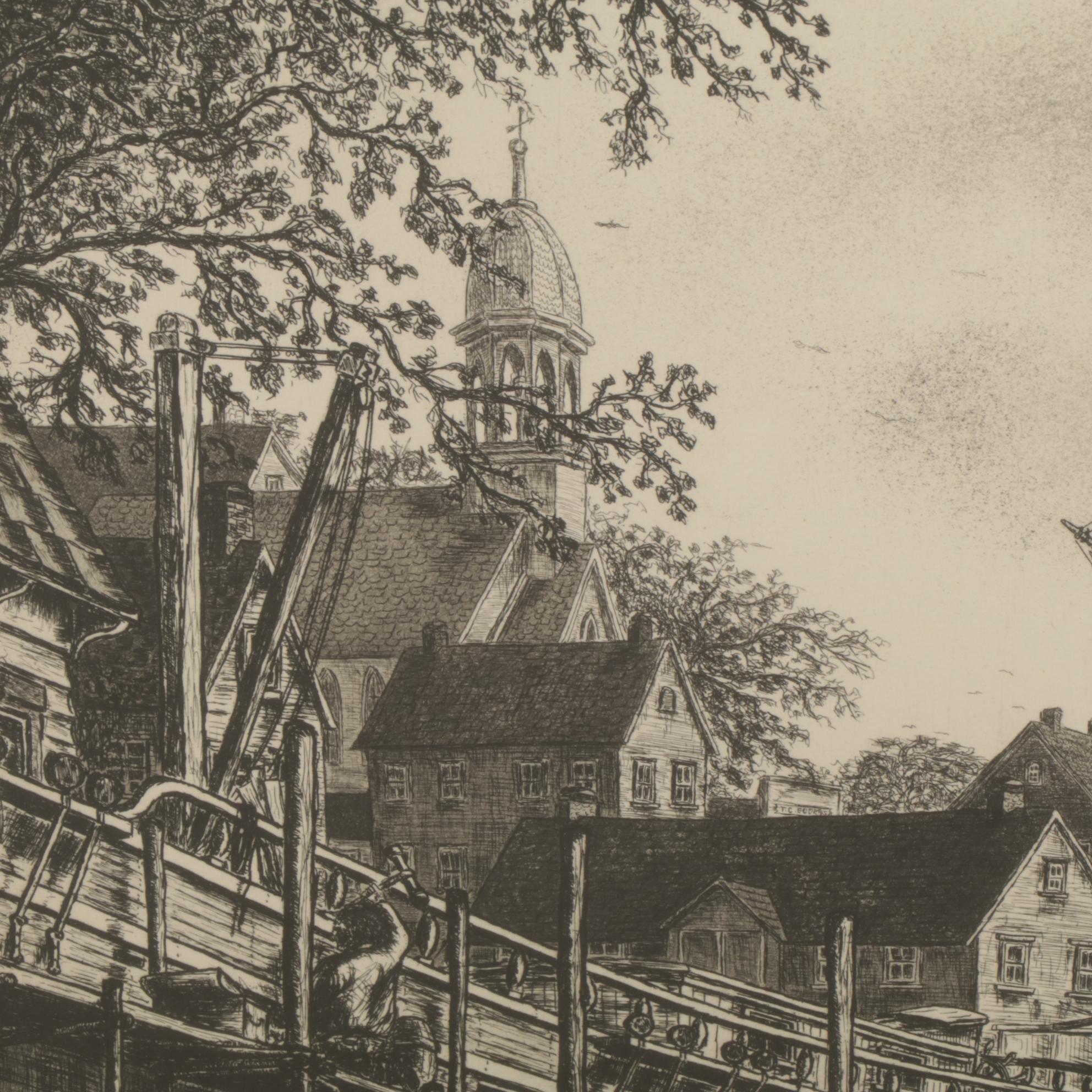 Alan Jay Gaines "Tall Ships" Intaglio Print, 1976