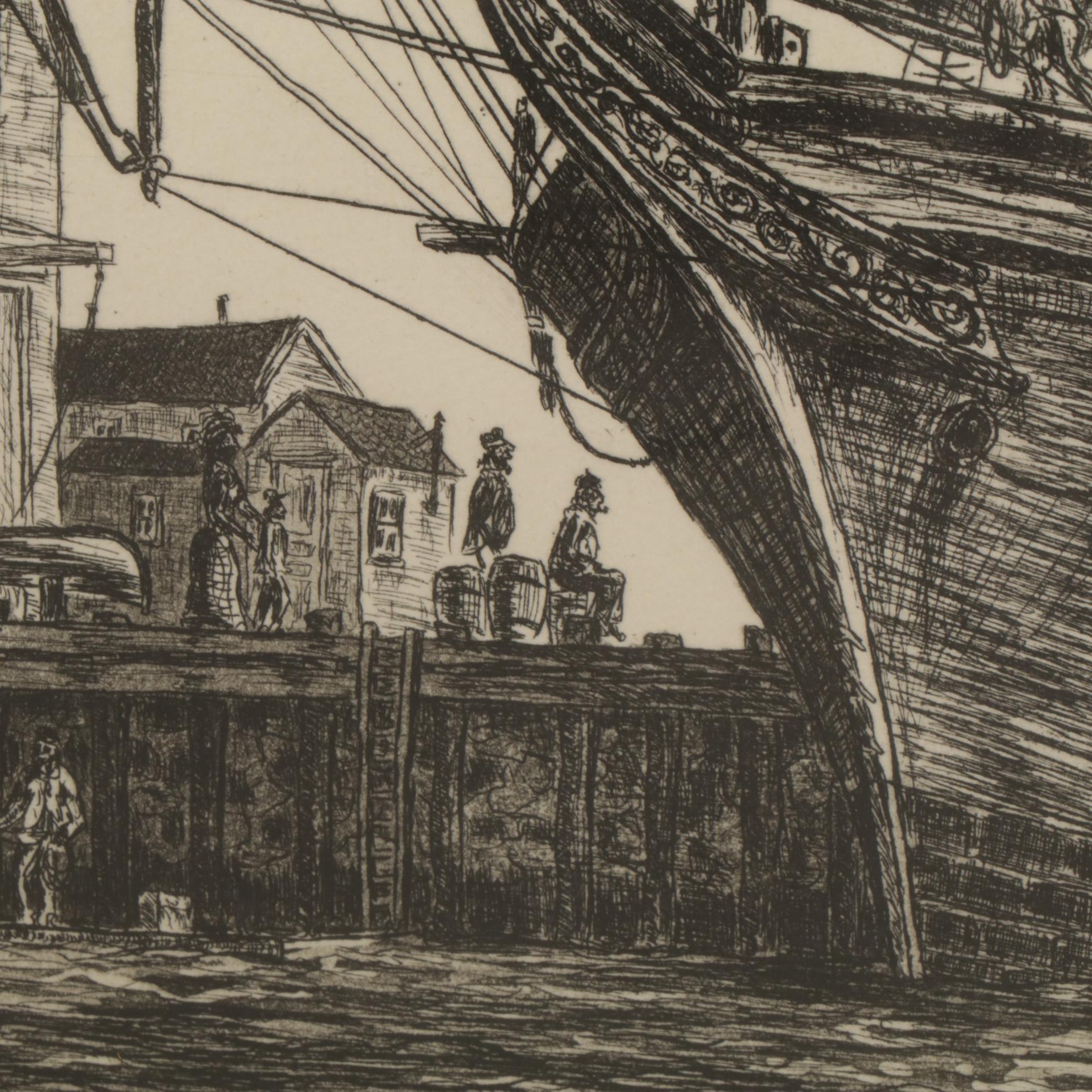 Alan Jay Gaines "Tall Ships" Intaglio Print, 1976
