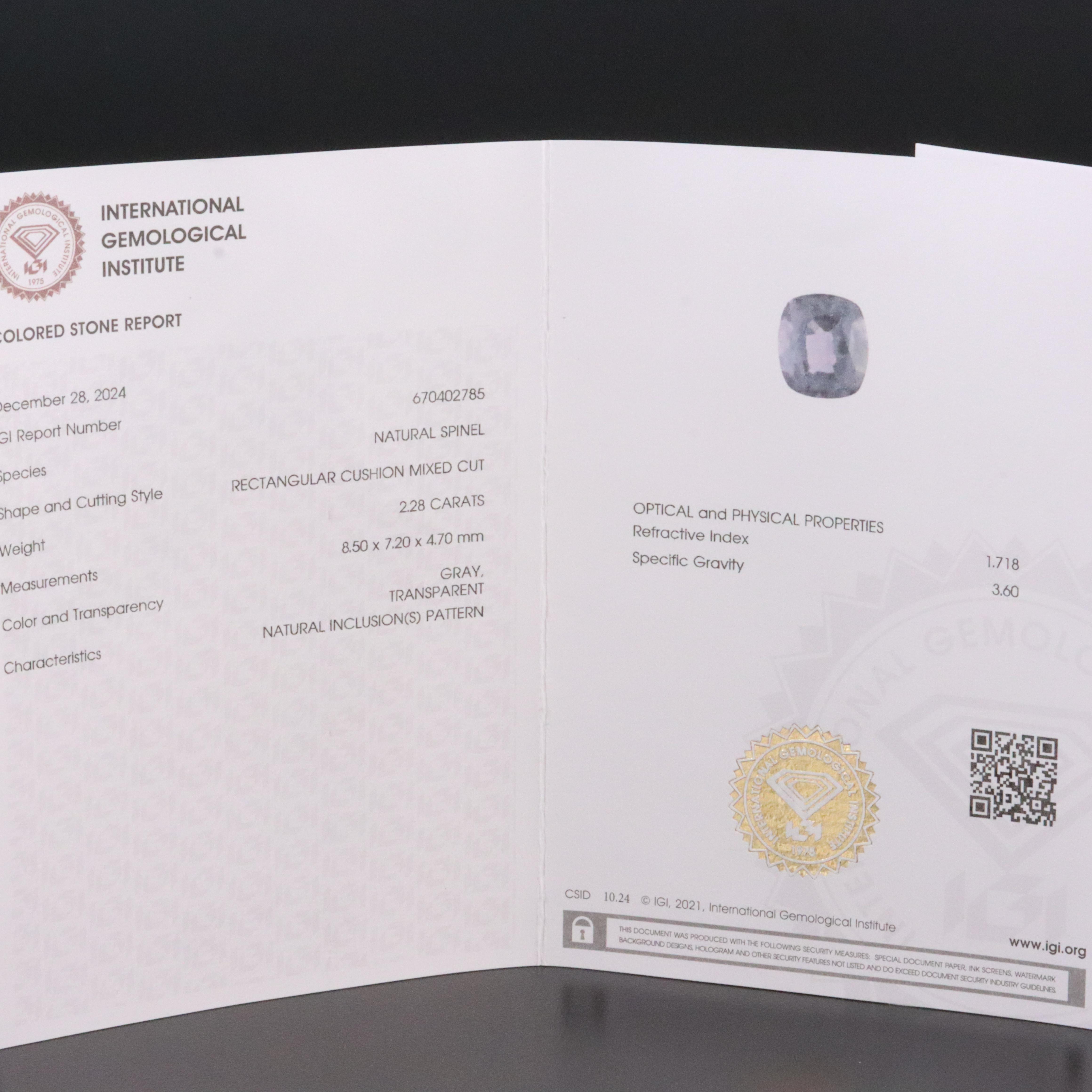 Loose 2.28 CT Spinel with IGI Report