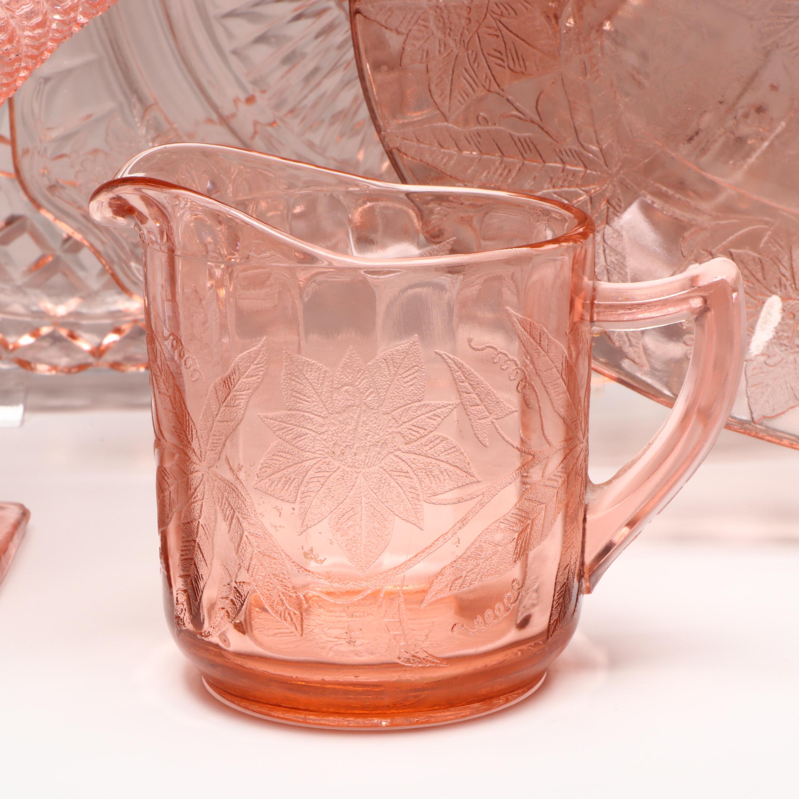 Anchor Hocking "Waterford" Cake Plates with Other Pink Depression Glass