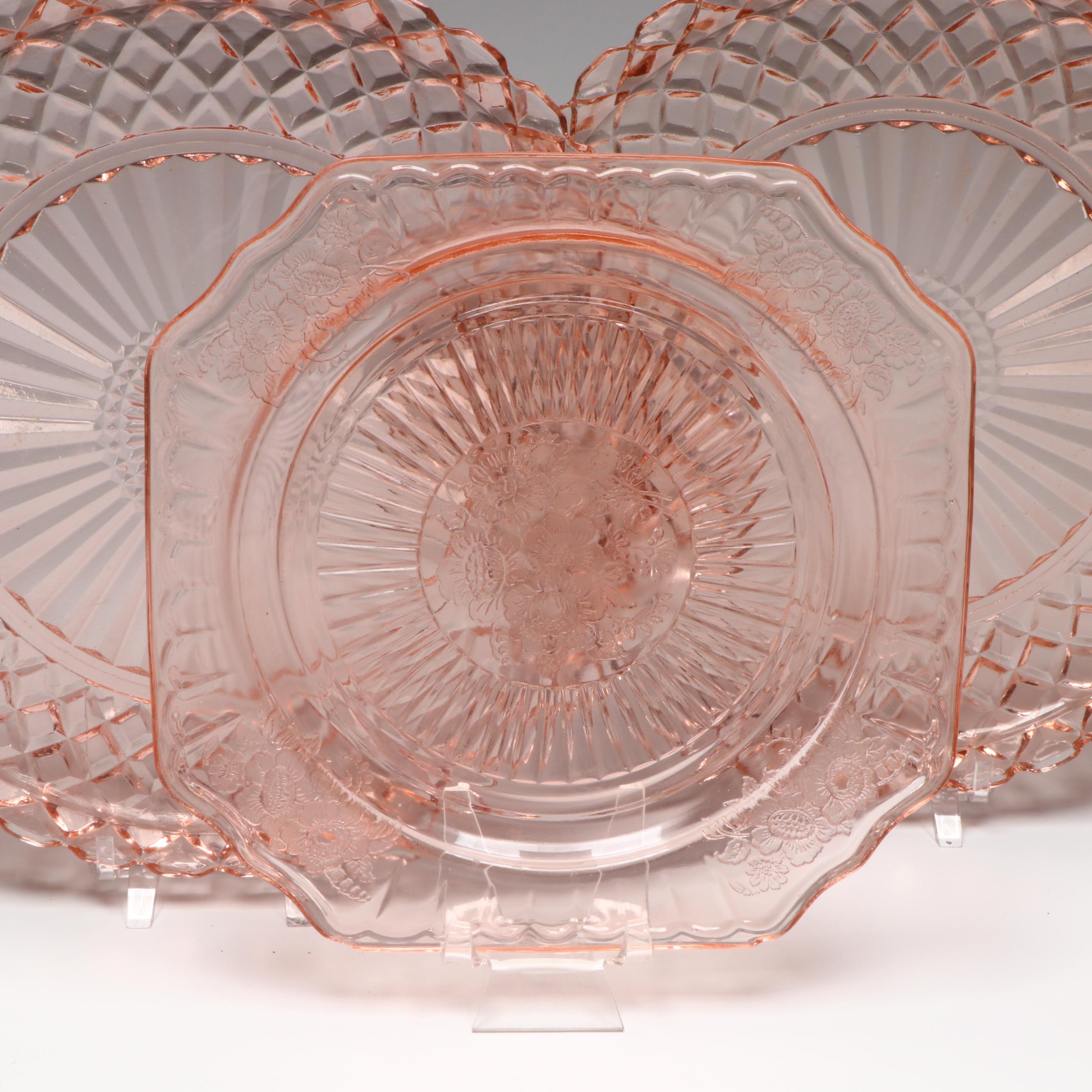 Anchor Hocking "Waterford" Cake Plates with Other Pink Depression Glass