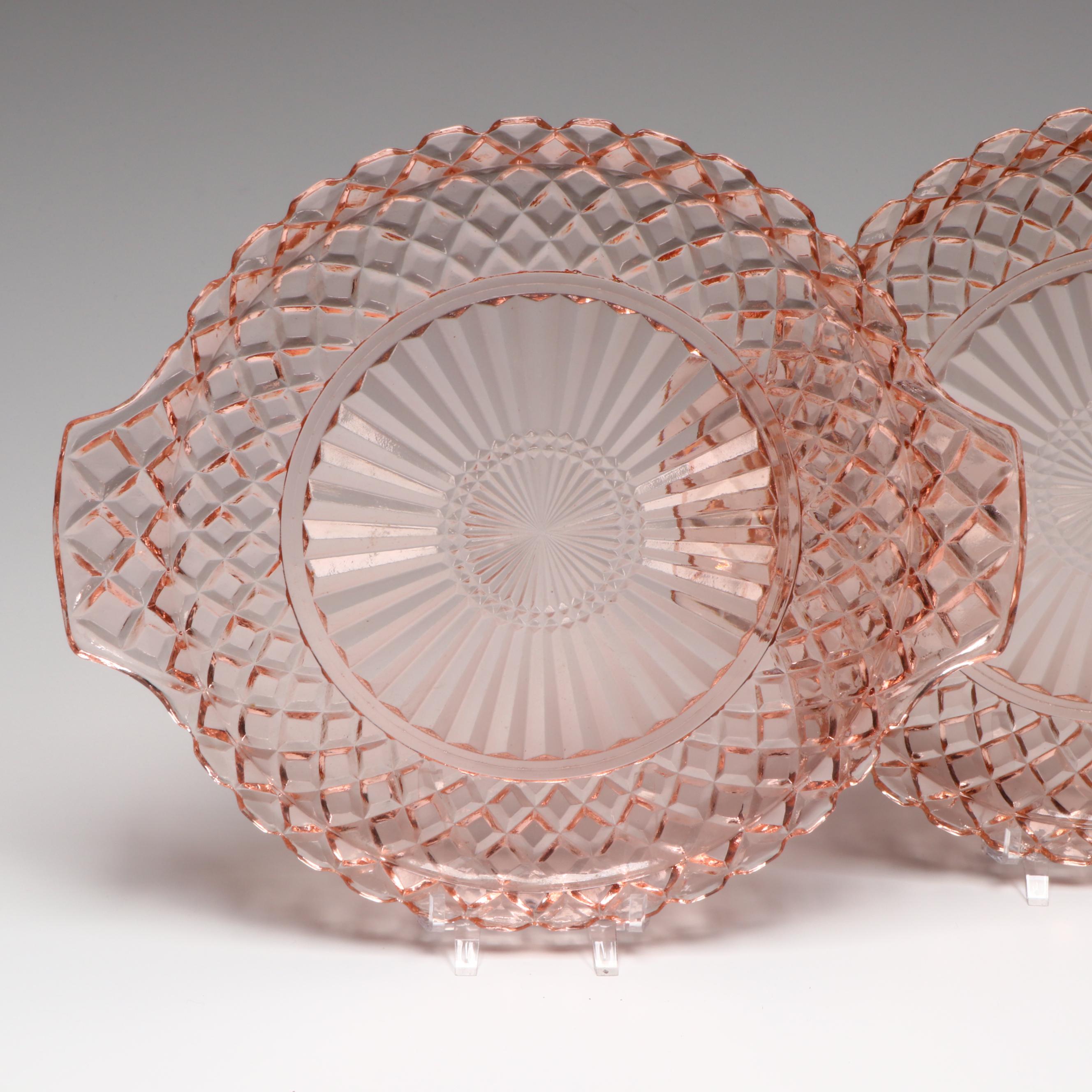 Anchor Hocking "Waterford" Cake Plates with Other Pink Depression Glass