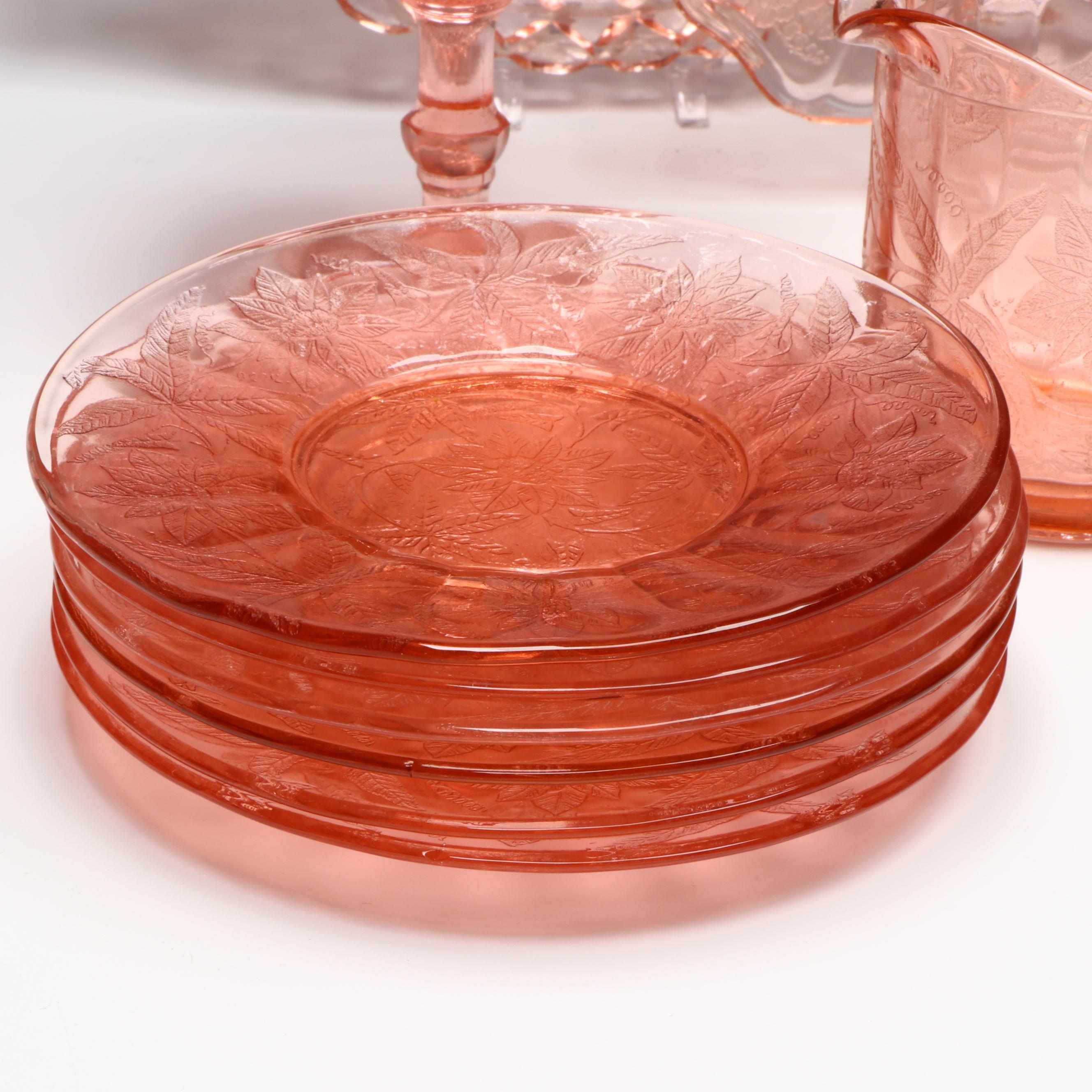 Anchor Hocking "Waterford" Cake Plates with Other Pink Depression Glass
