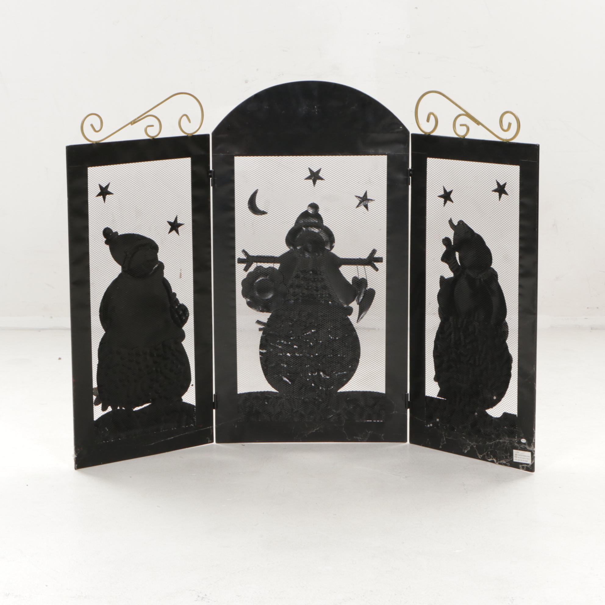 Christmas Snowman Fireplace Screen