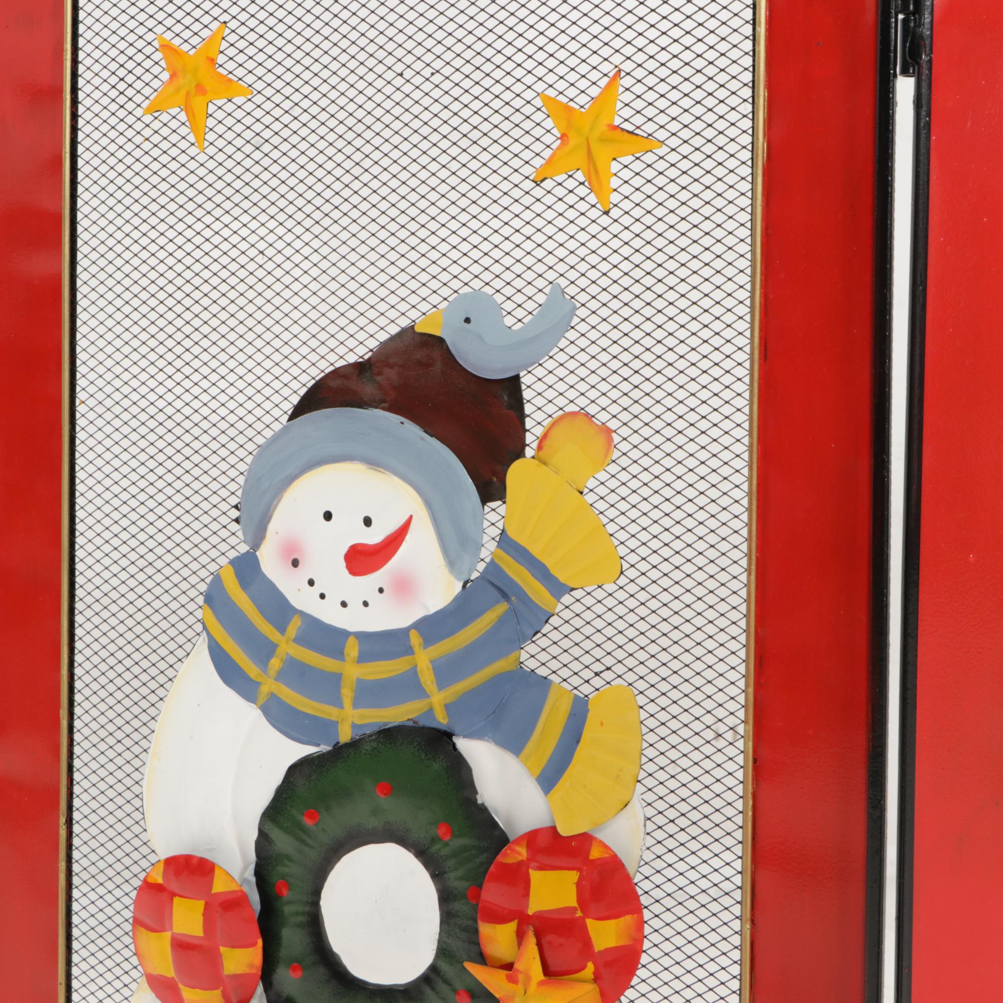 Christmas Snowman Fireplace Screen