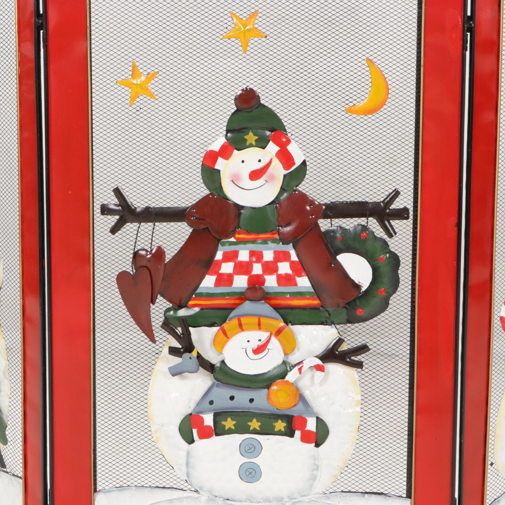 Christmas Snowman Fireplace Screen