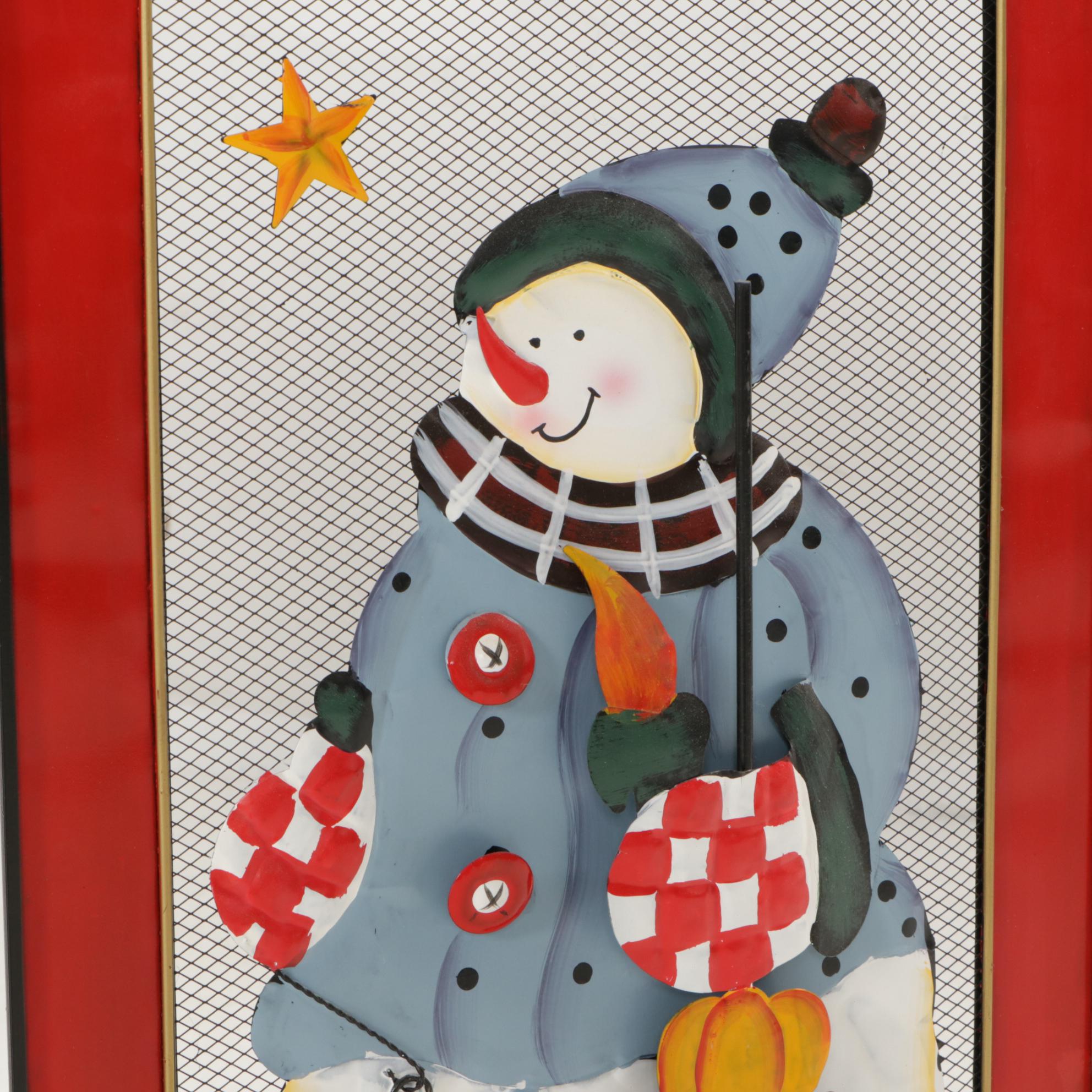 Christmas Snowman Fireplace Screen