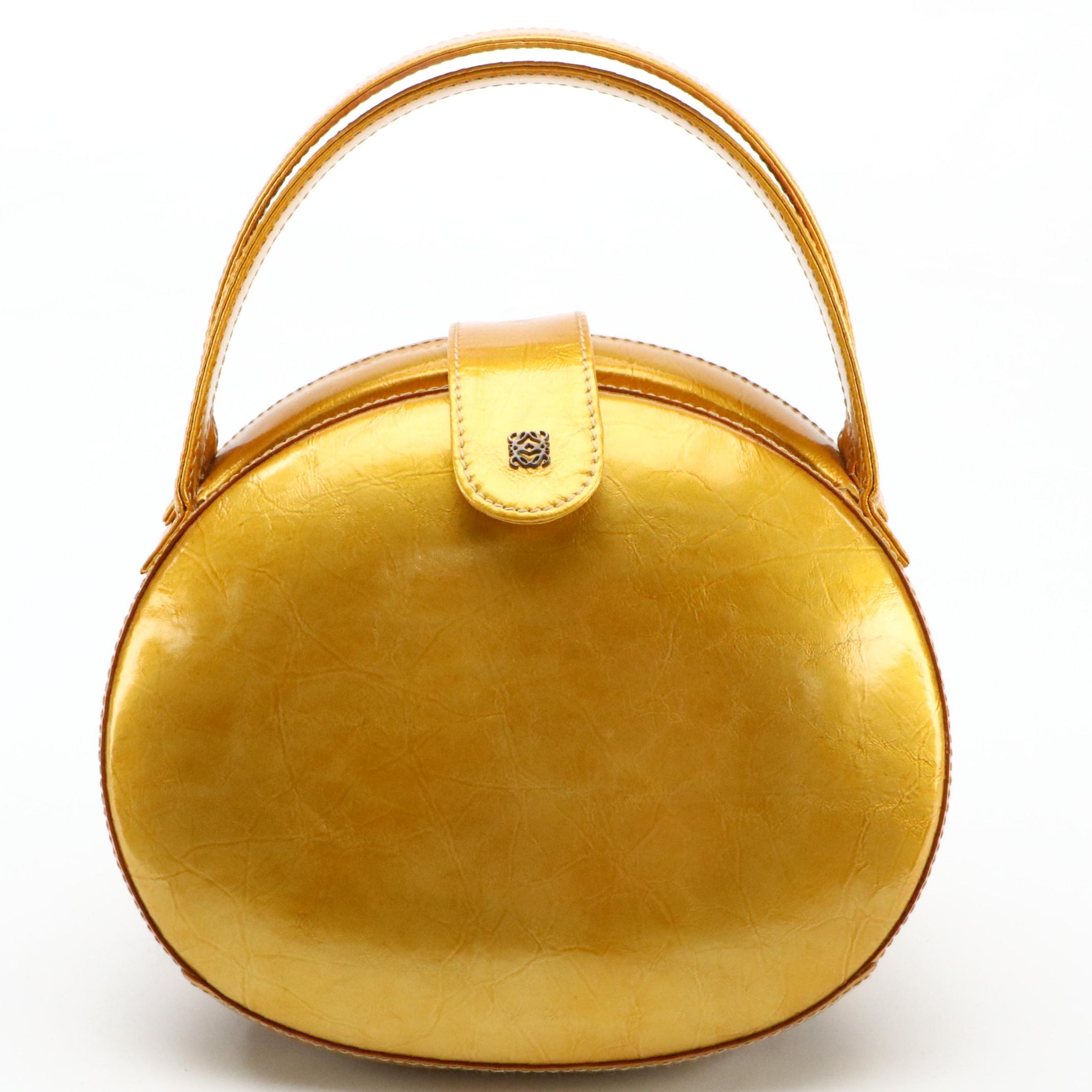 Loewe Anagram Round Handbag in Glazed Leather