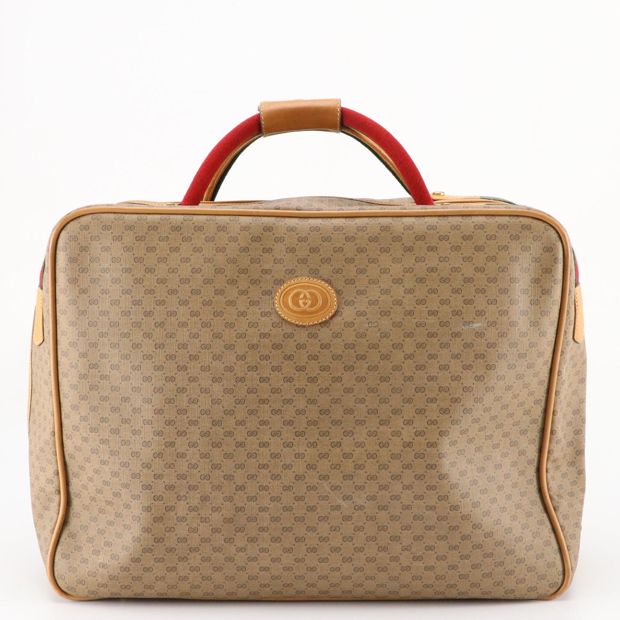 Gucci Web Stripe Soft Suitcase in Micro GG Coated Canvas