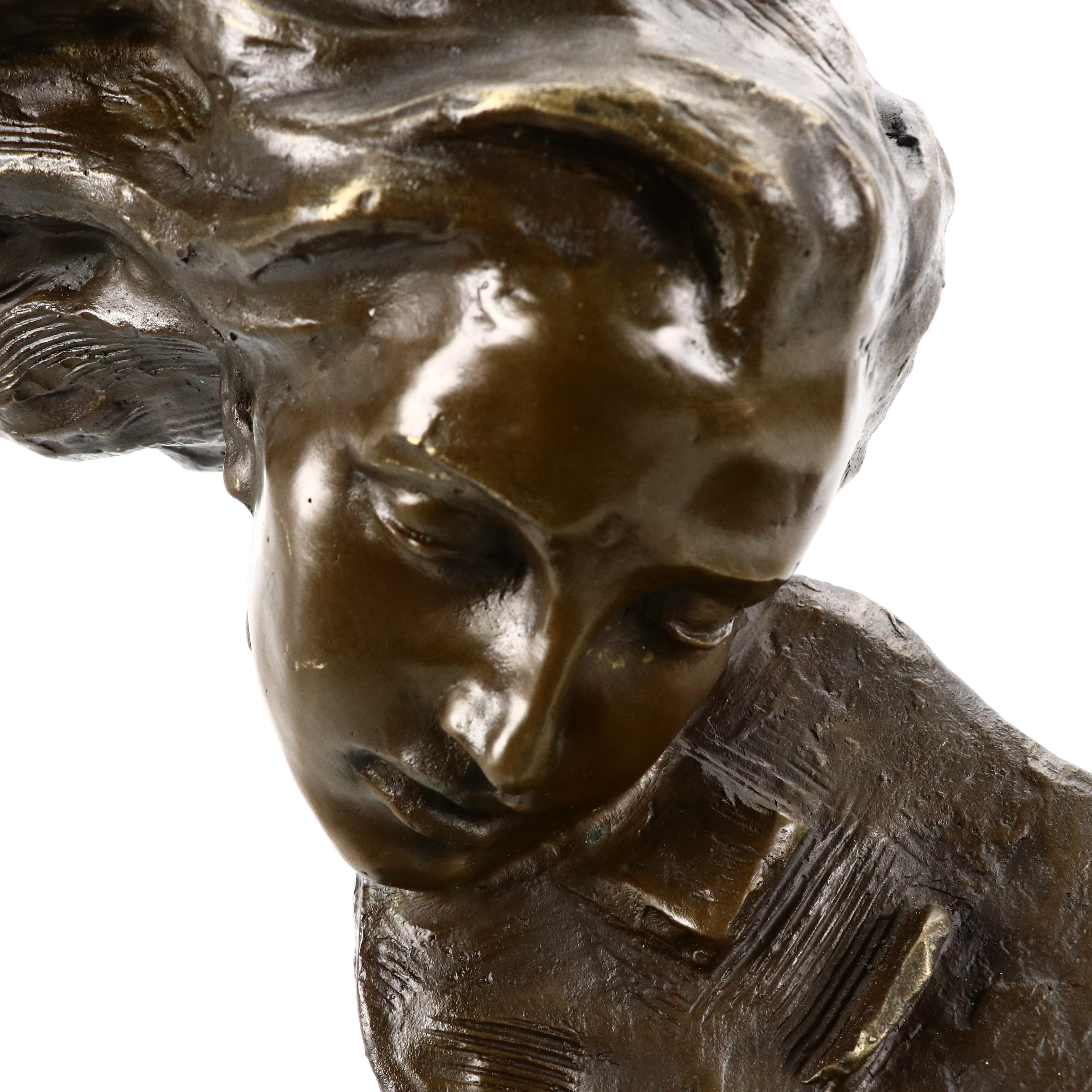 Bronze Sculpture of Woman Playing Violin