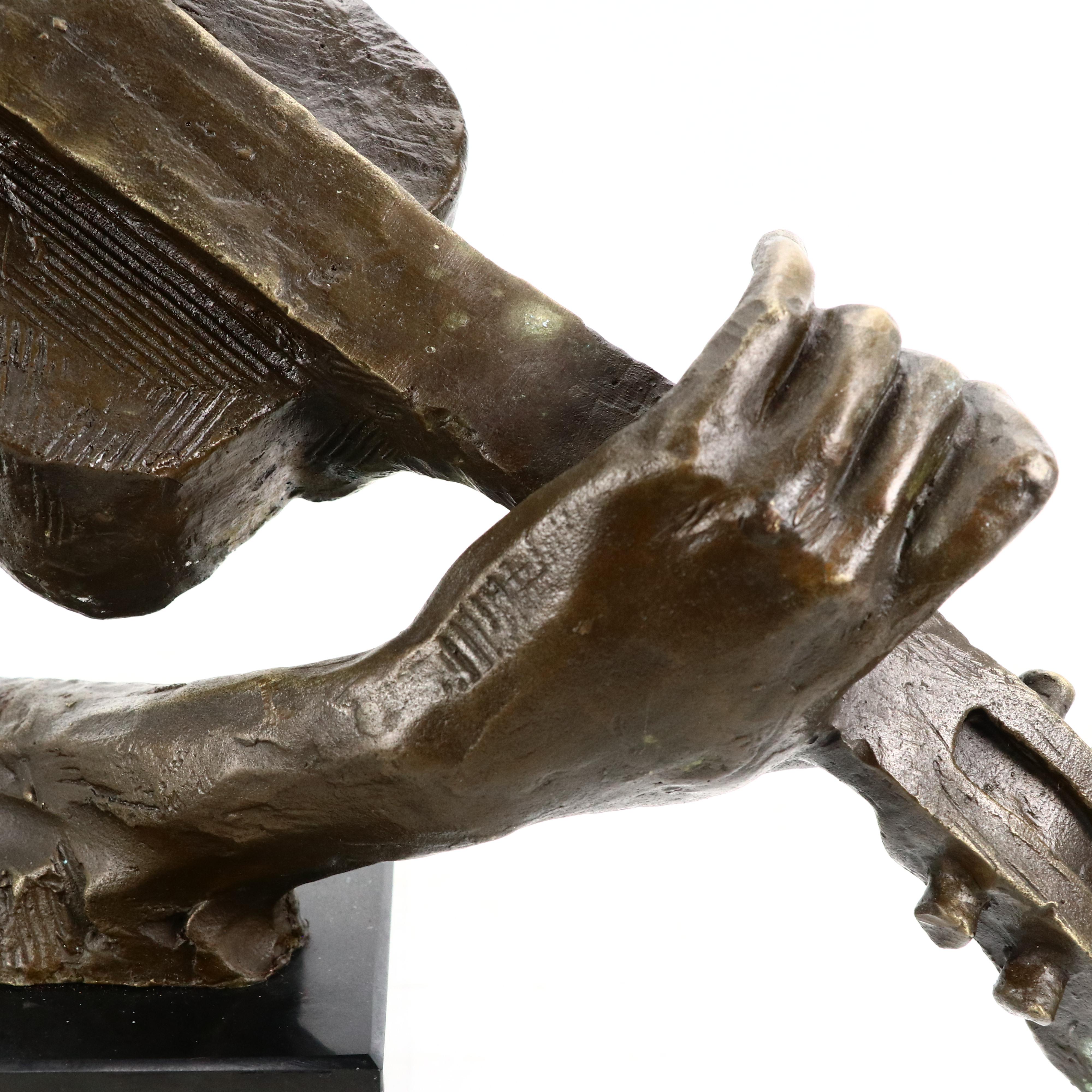 Bronze Sculpture of Woman Playing Violin