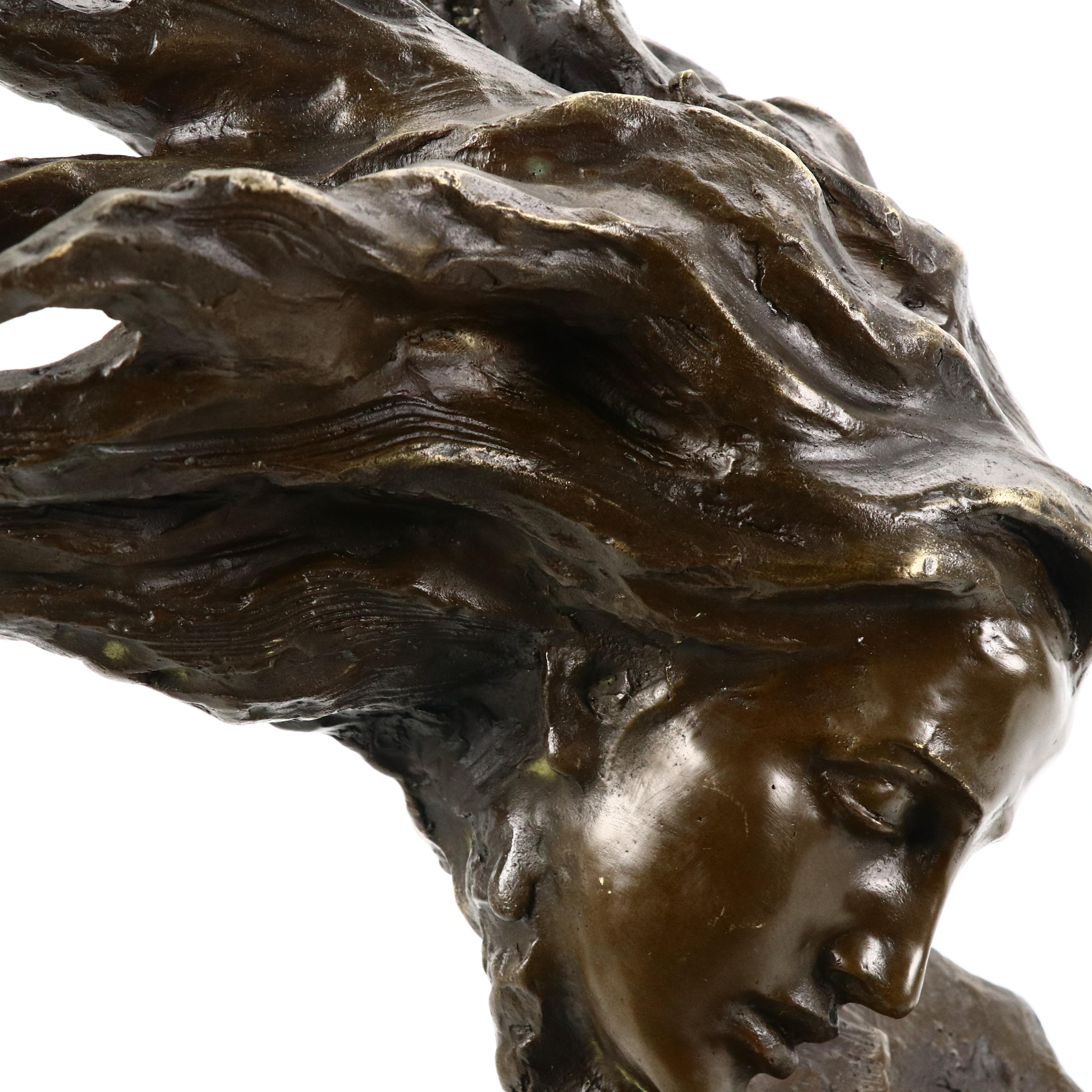 Bronze Sculpture of Woman Playing Violin
