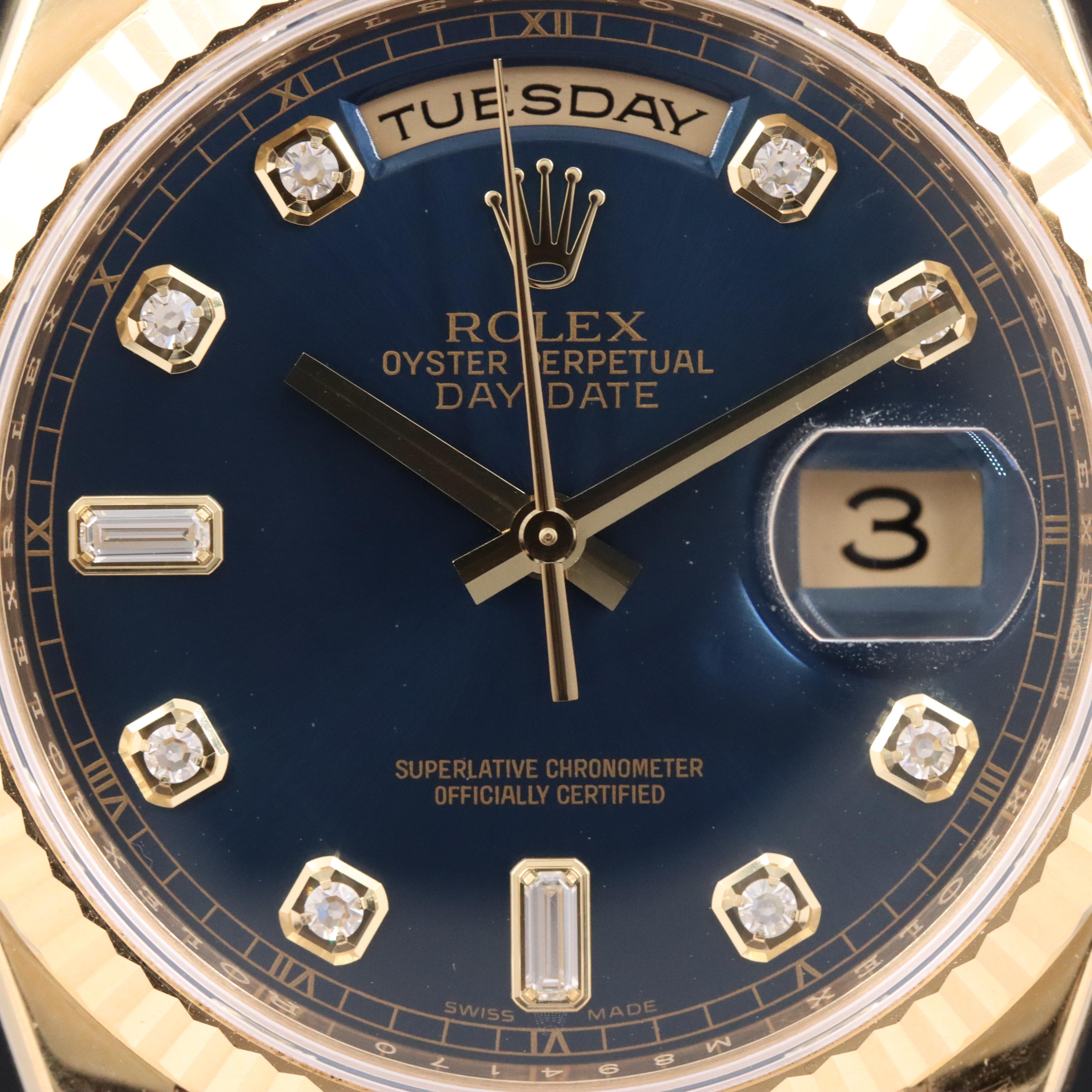 Rolex Day-Date 36 Factory Diamond Blue Dial 118238 Watch