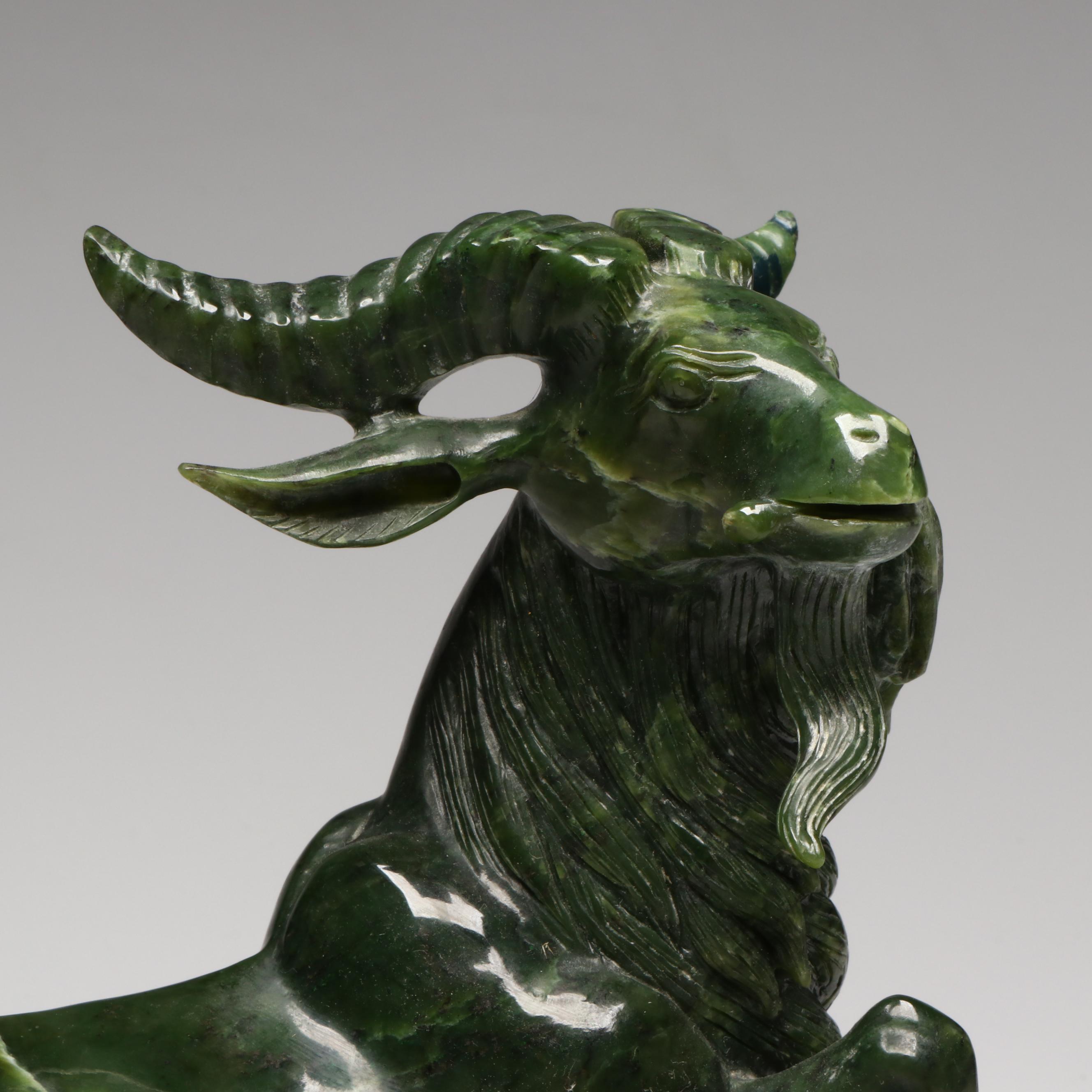 Chinese Carved Nephrite Goat Figural Group
