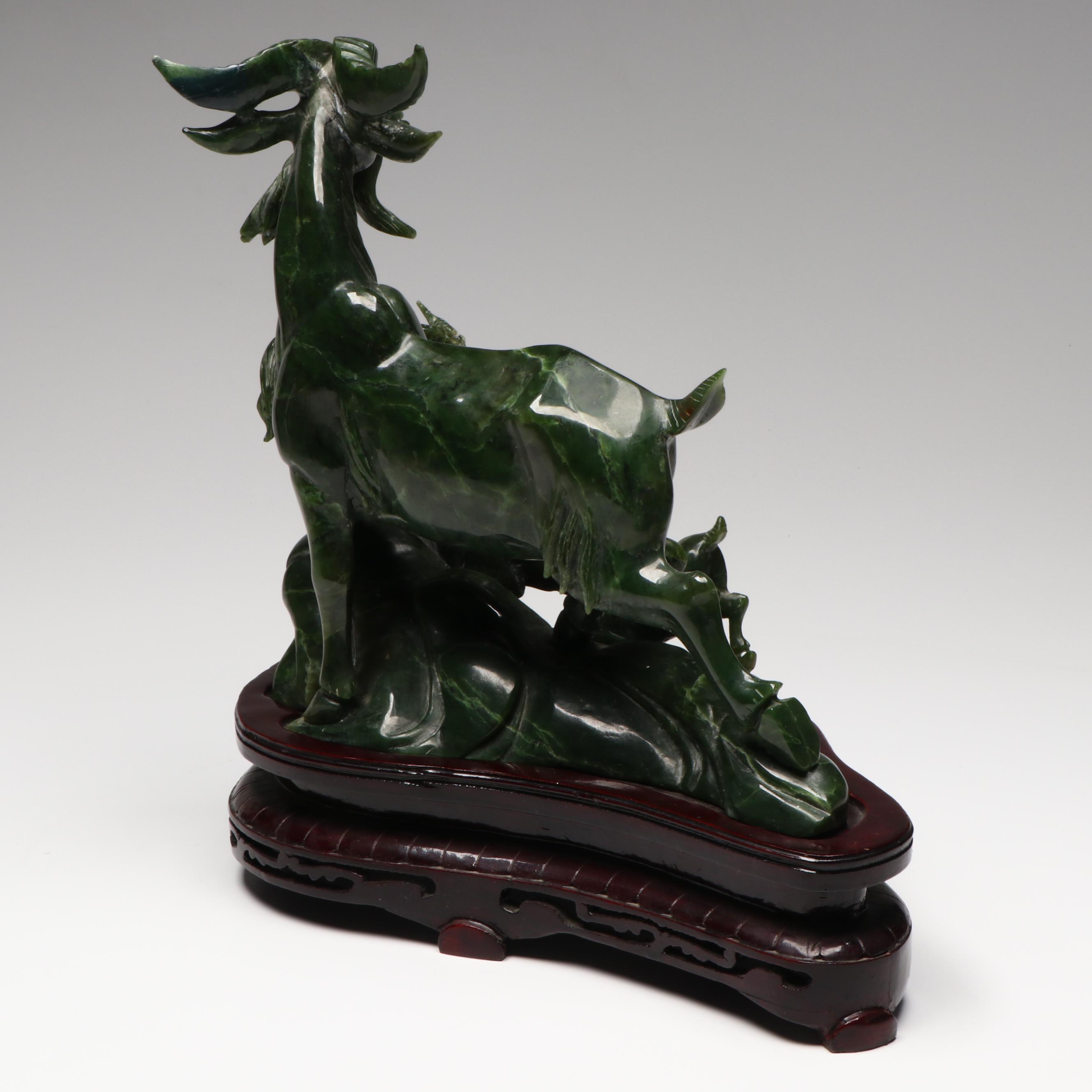 Chinese Carved Nephrite Goat Figural Group