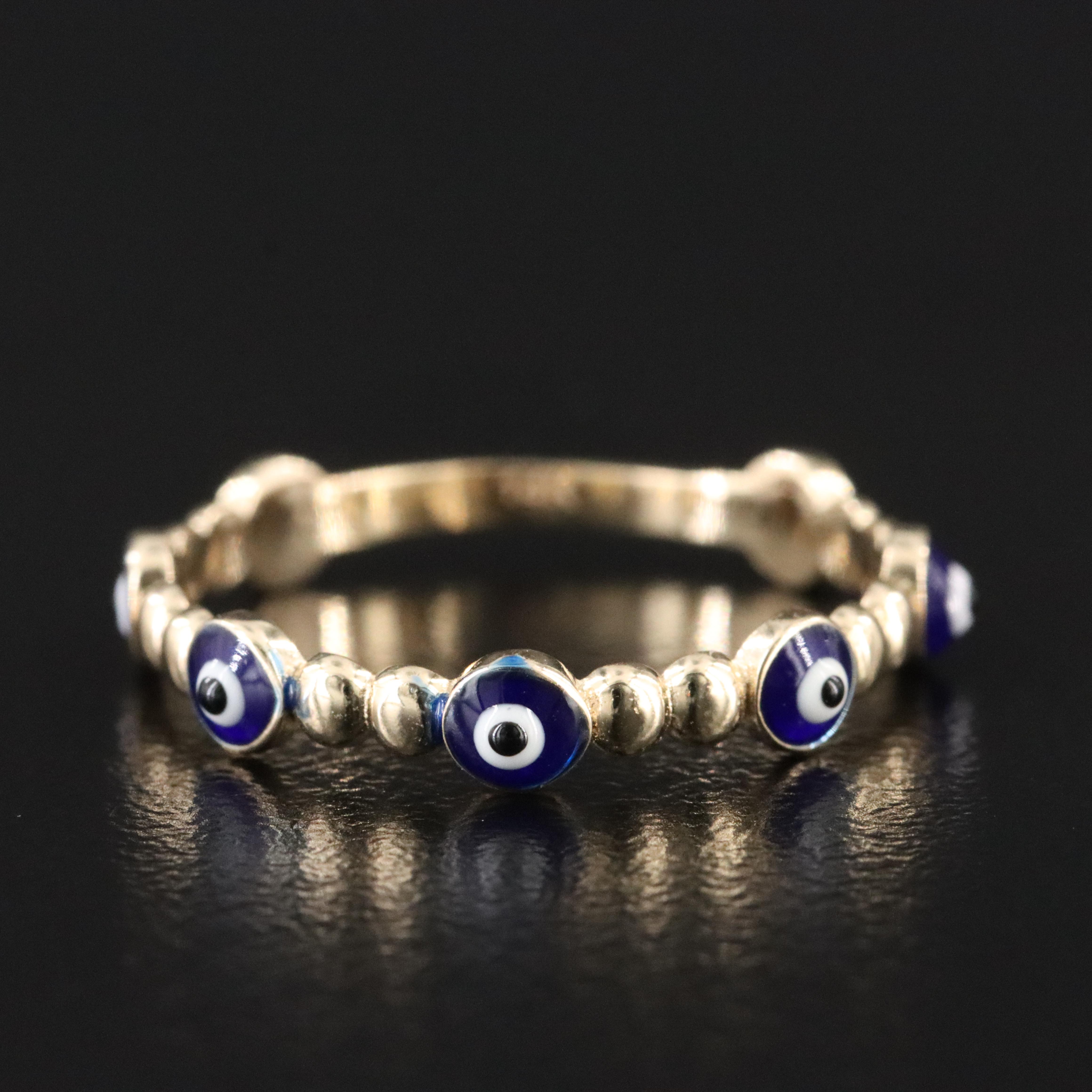 14K Evil Eye Enamel Ring