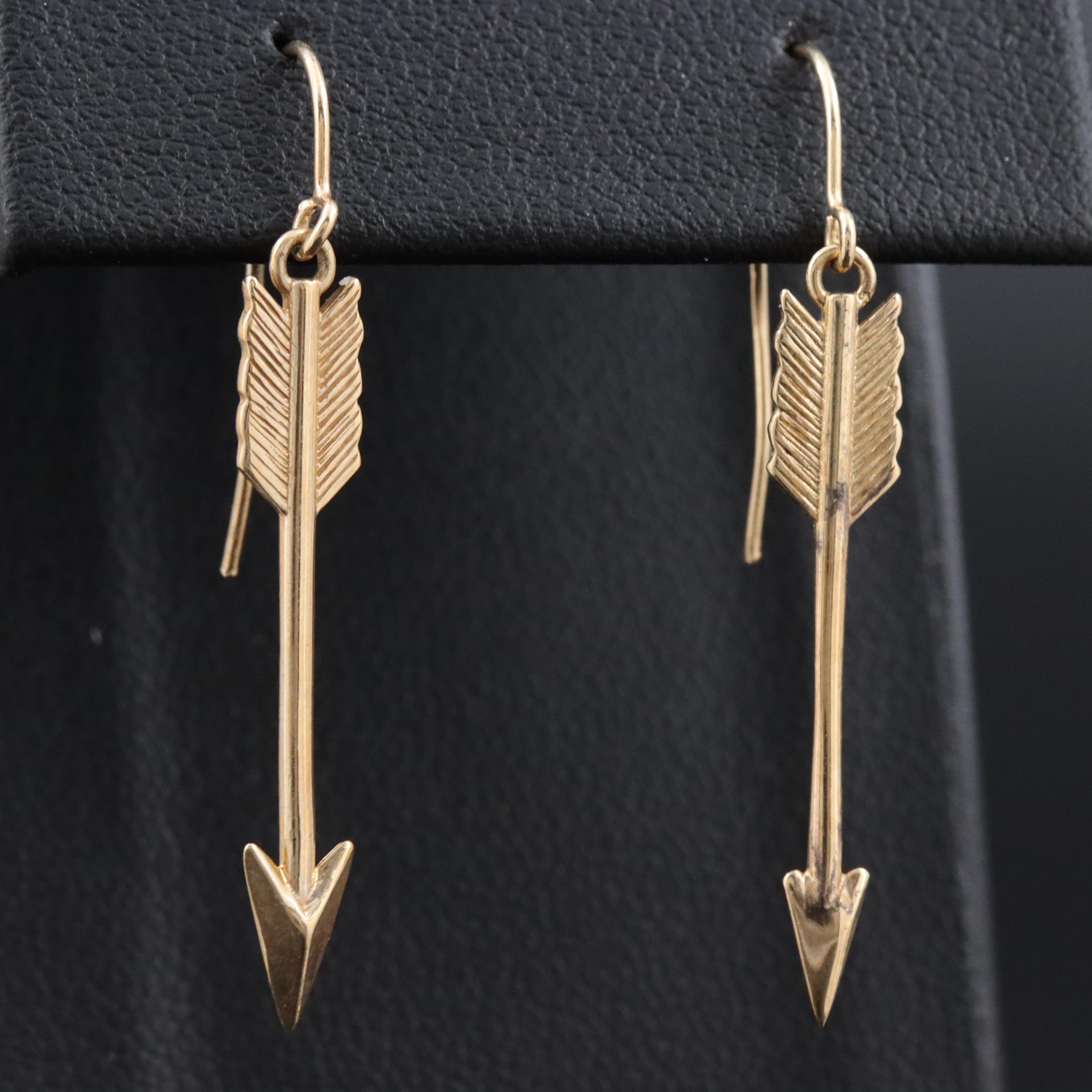 10K Arrow Drop Earrings