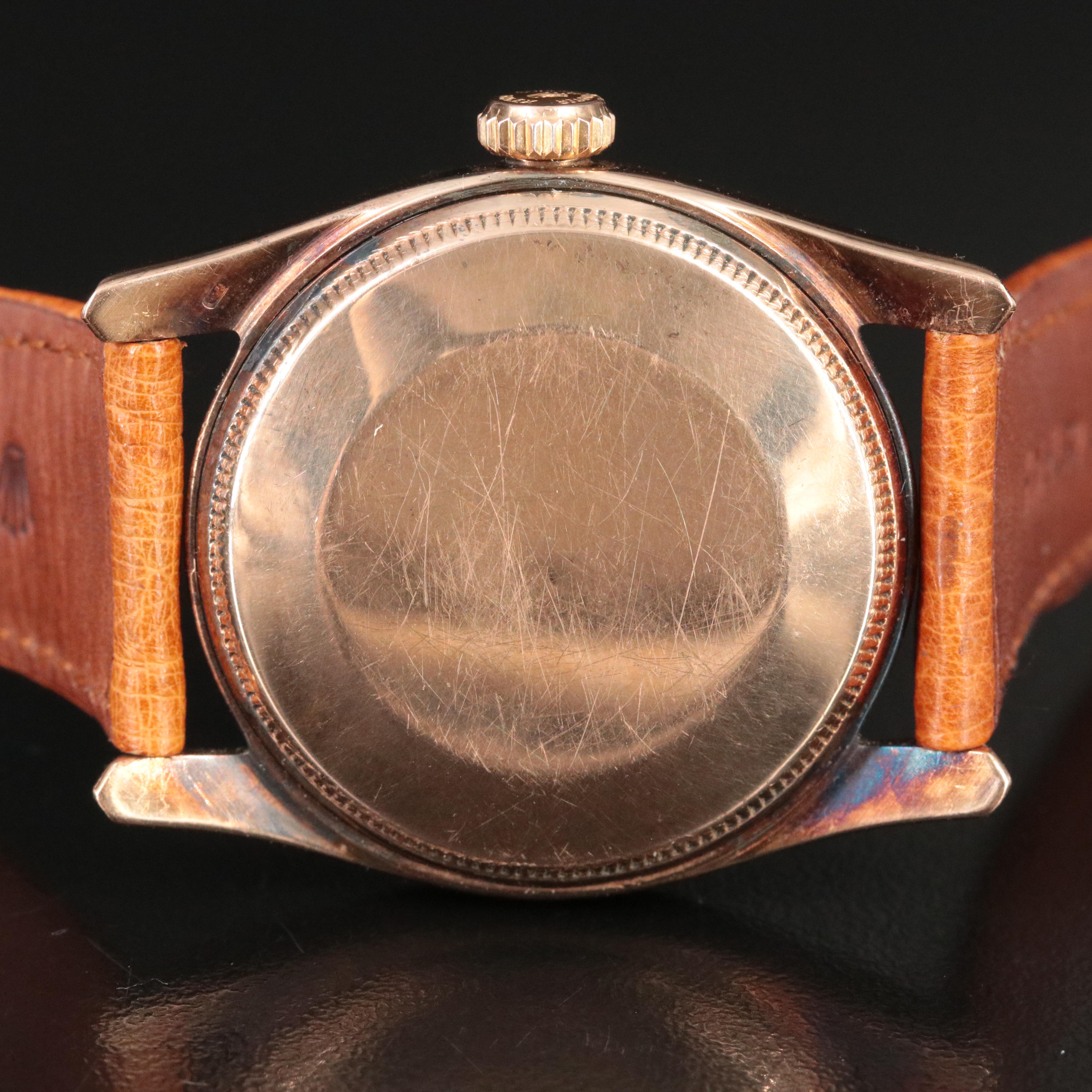 Vintage Rolex Oyster Perpetual 18K Rose Gold Bombay Model 6090 Watch