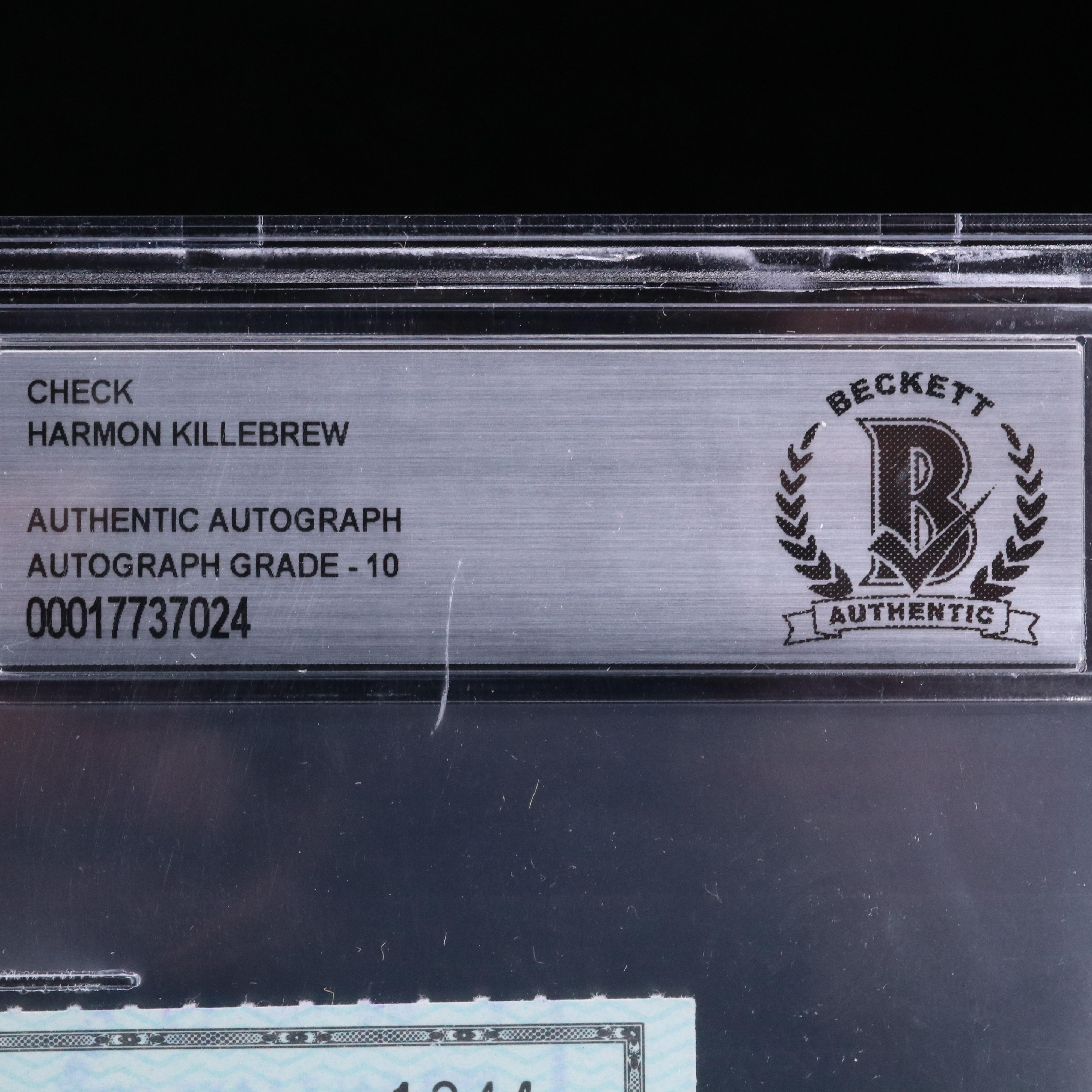 Harmon Killebrew Signed Personal Check, Beckett