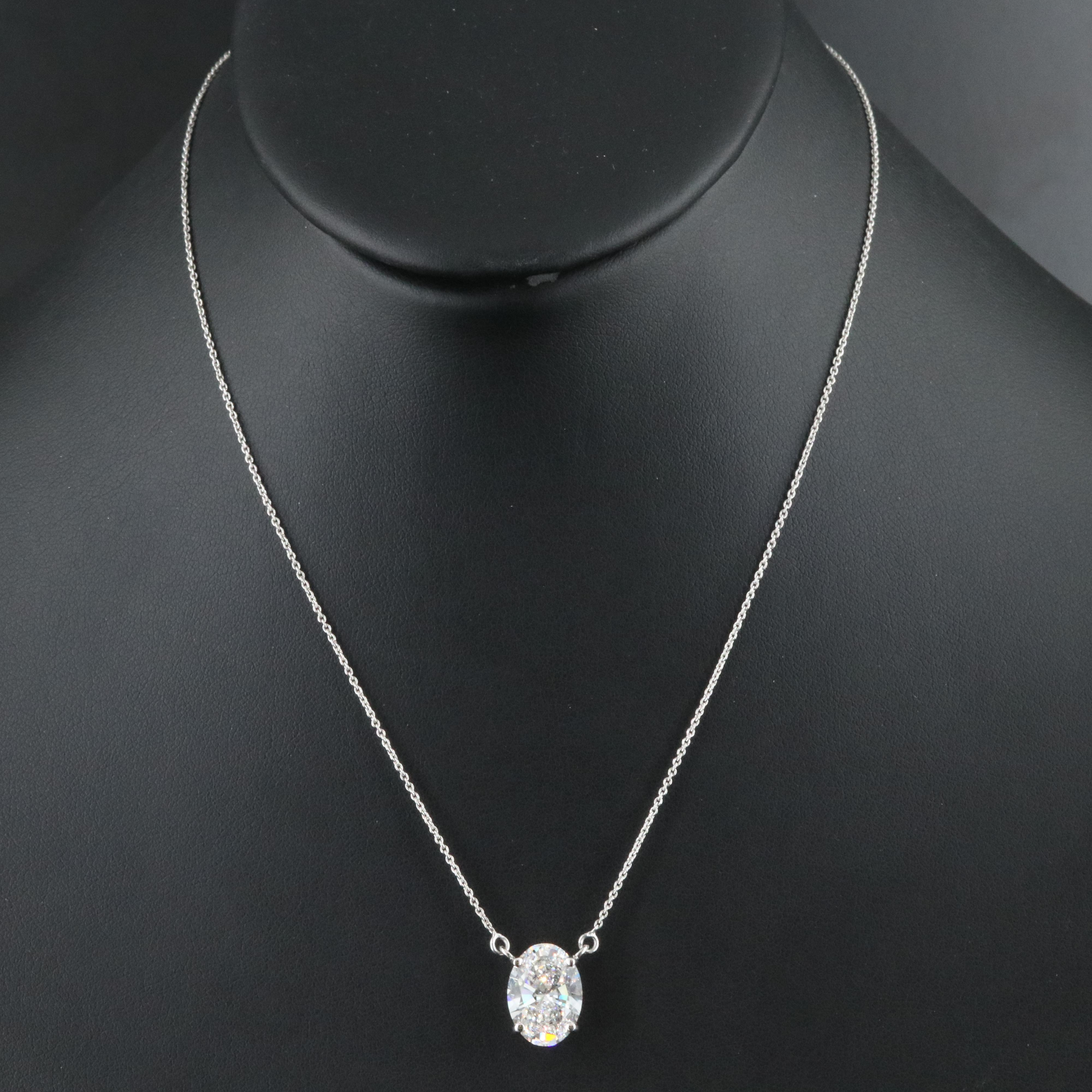 Platinum 4.72 CT Lab Grown Diamond Solitaire Necklace with IGI Report