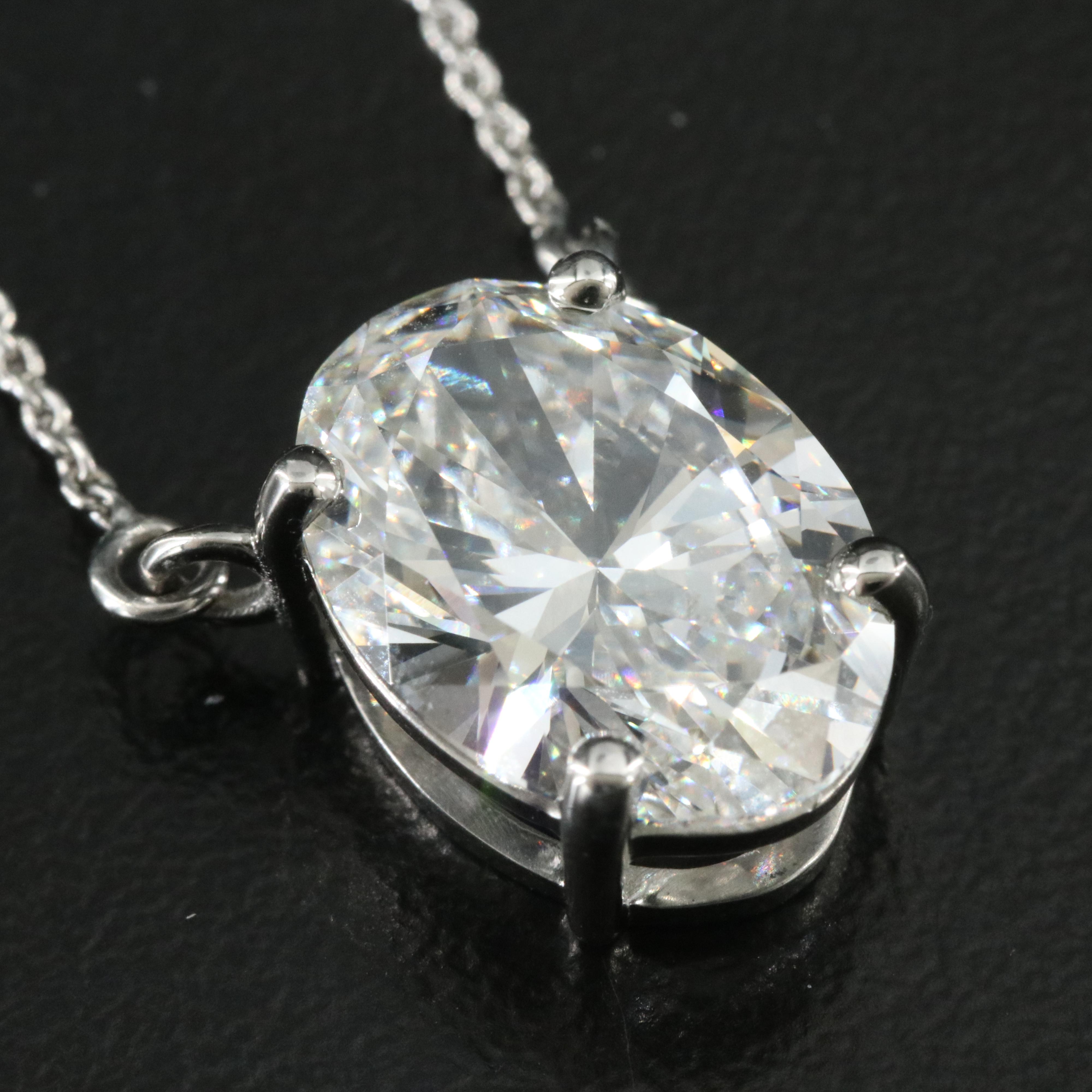 Platinum 4.72 CT Lab Grown Diamond Solitaire Necklace with IGI Report