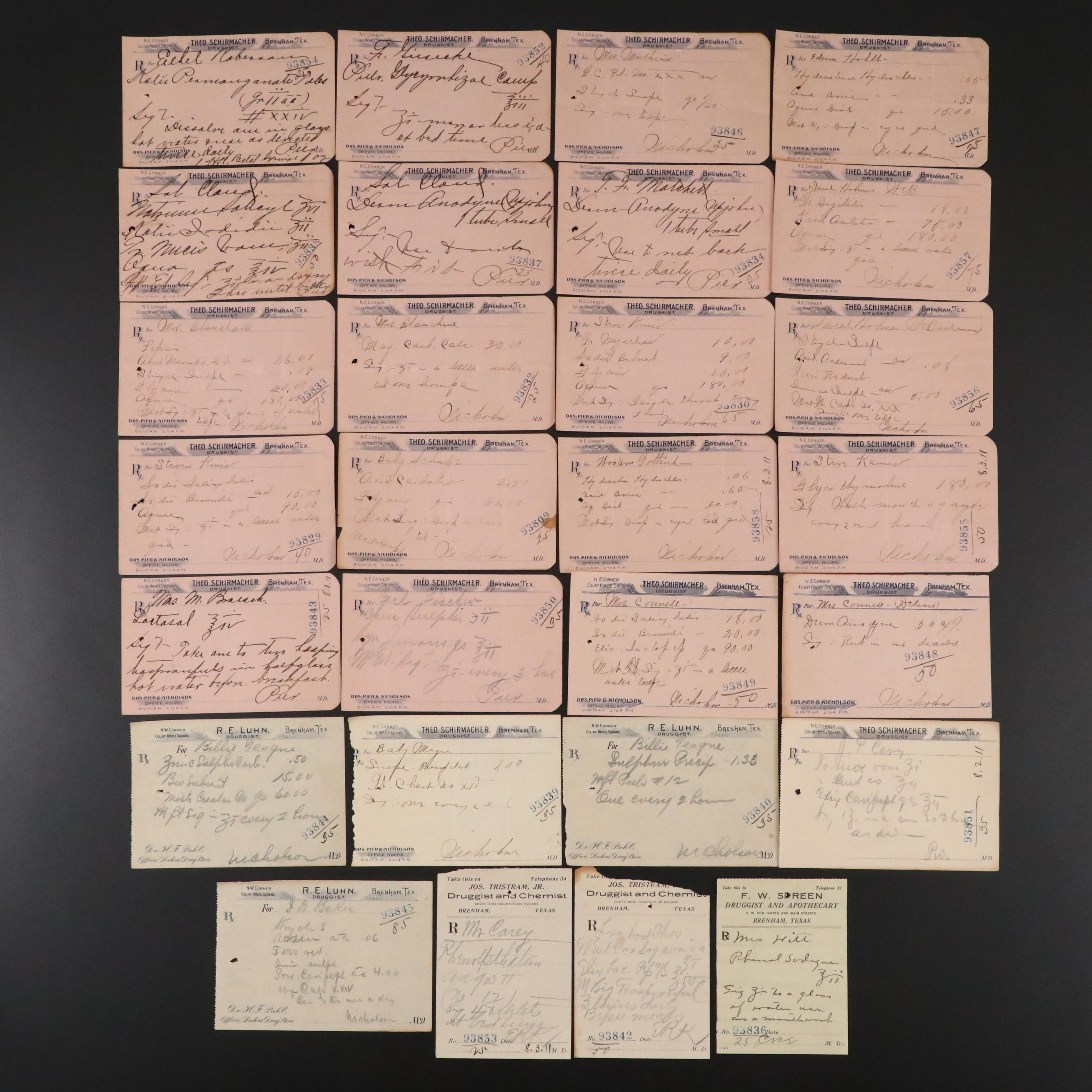 Prescription Forms for Glyco-Thymoline, Zinc Sulfate and More, 1911