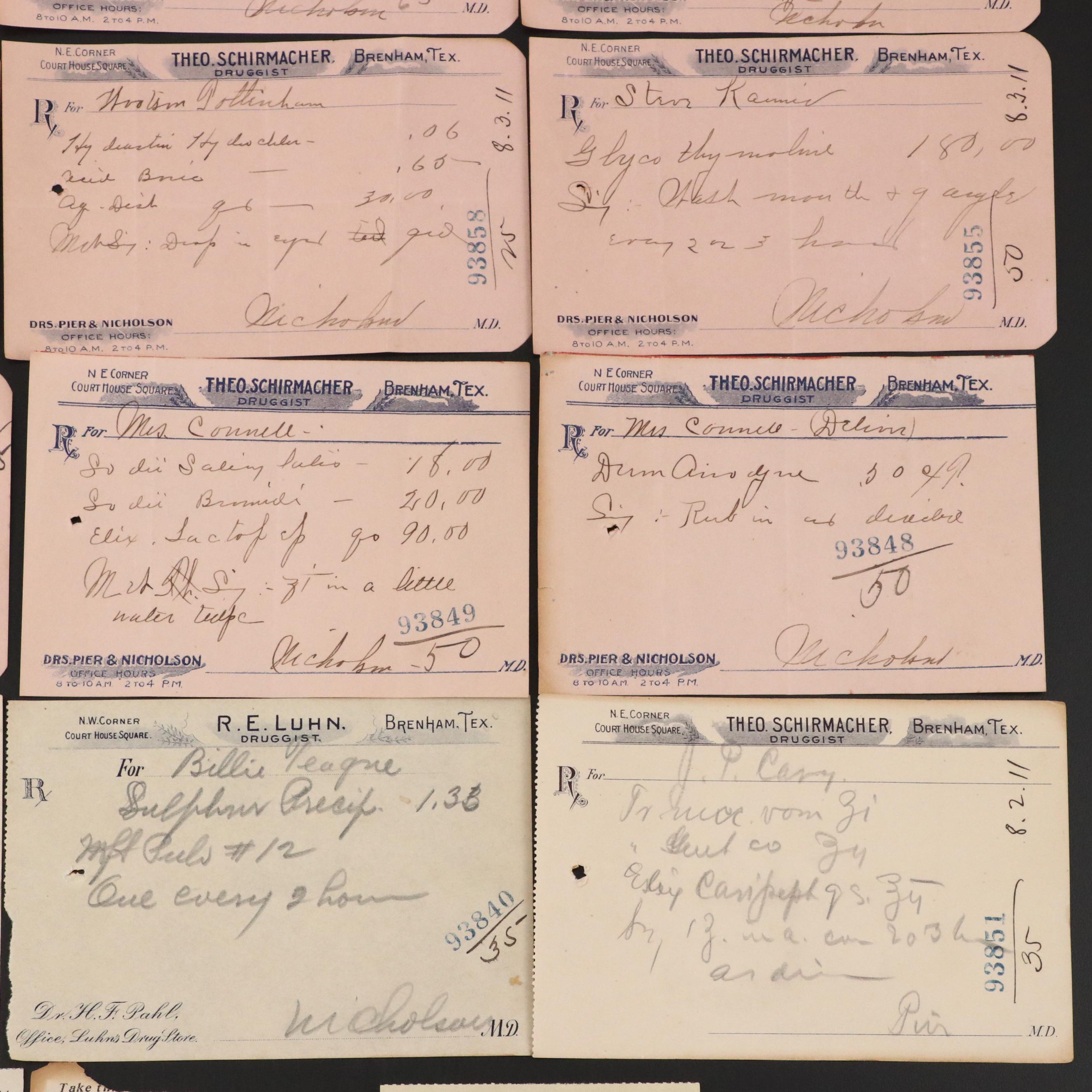 Prescription Forms for Glyco-Thymoline, Zinc Sulfate and More, 1911