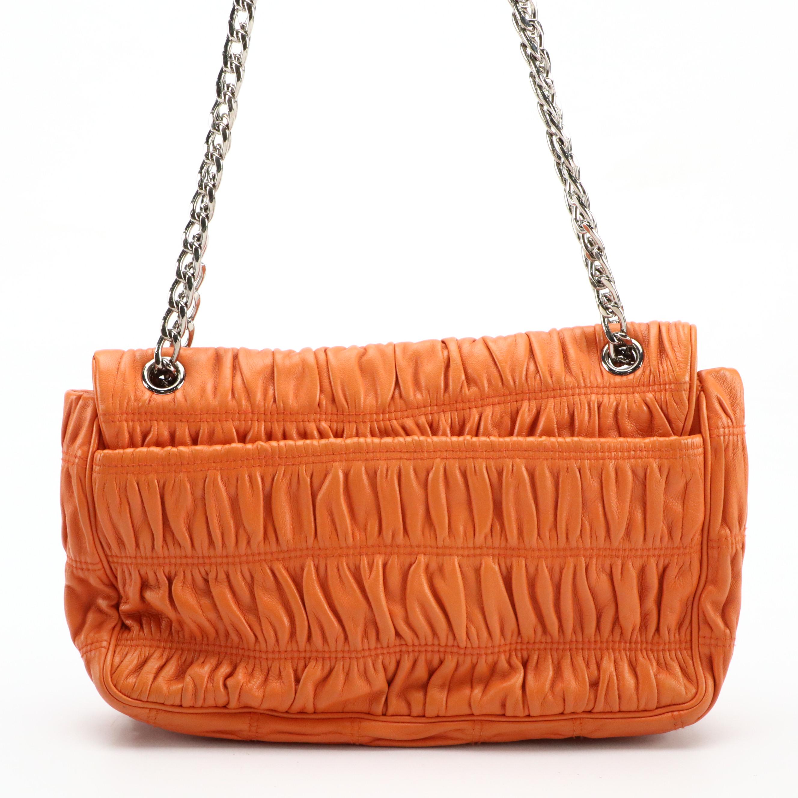 Prada Gaufré Nappa Leather Front-Flap Shoulder Bag with Chain-Link Strap