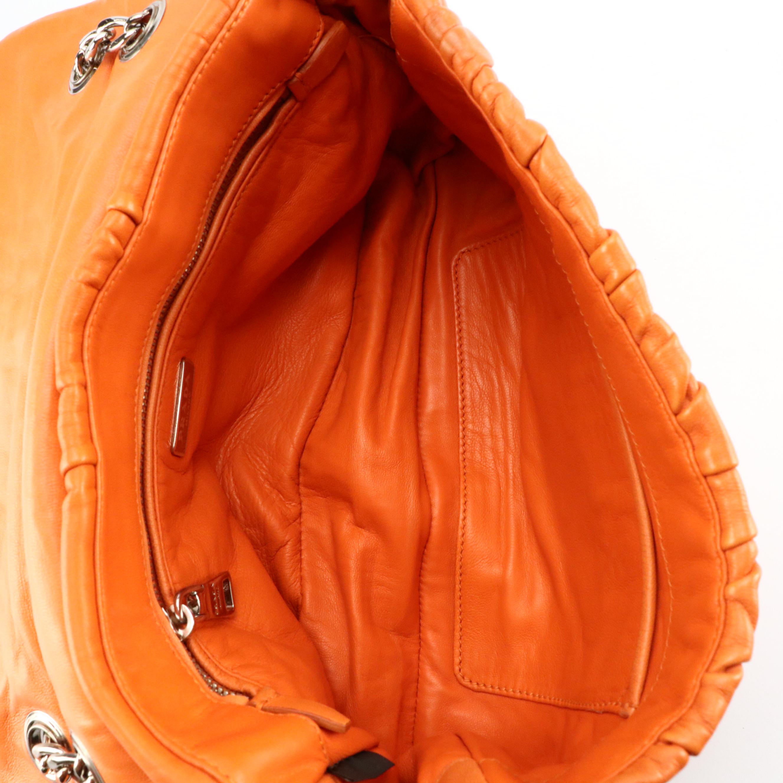 Prada Gaufré Nappa Leather Front-Flap Shoulder Bag with Chain-Link Strap