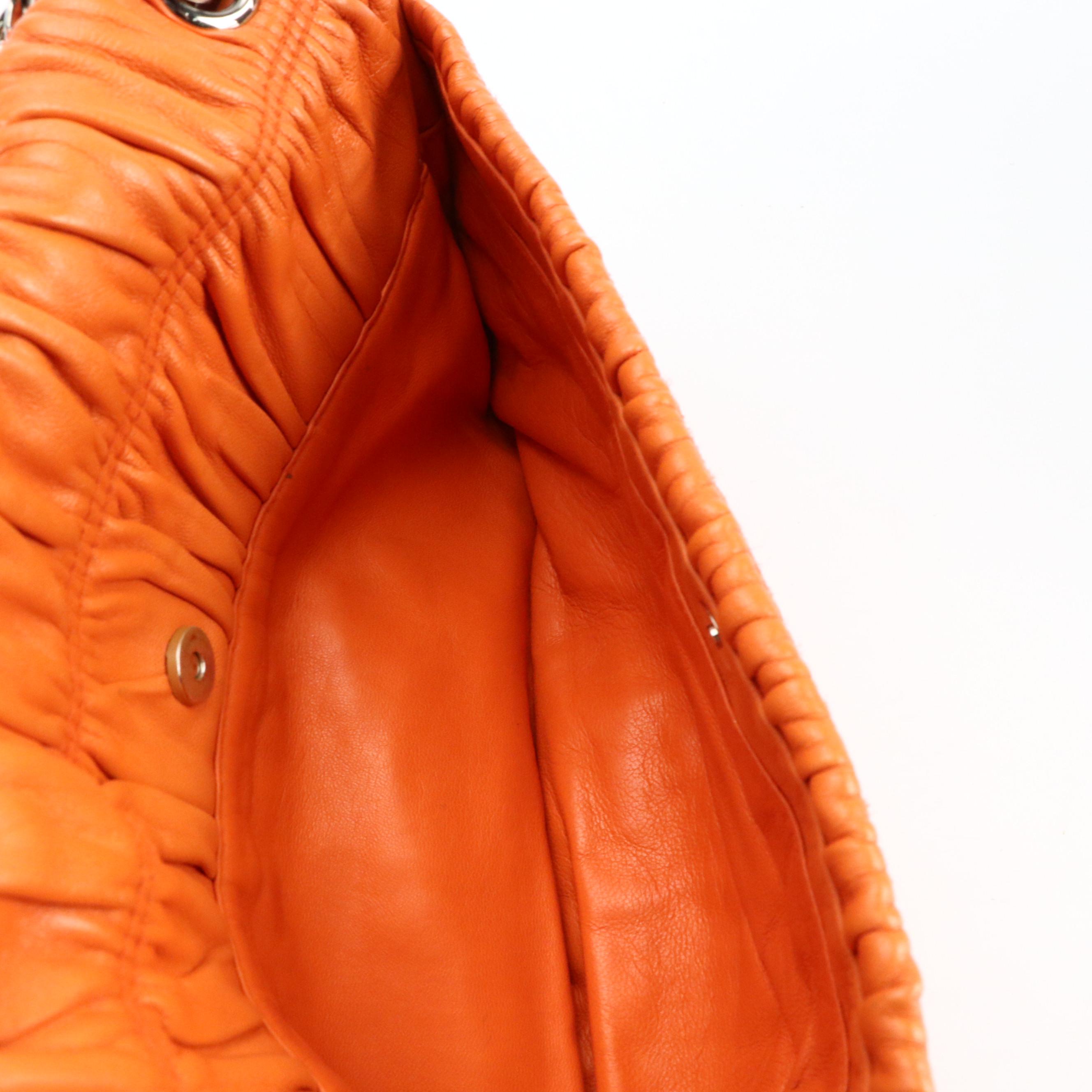 Prada Gaufré Nappa Leather Front-Flap Shoulder Bag with Chain-Link Strap