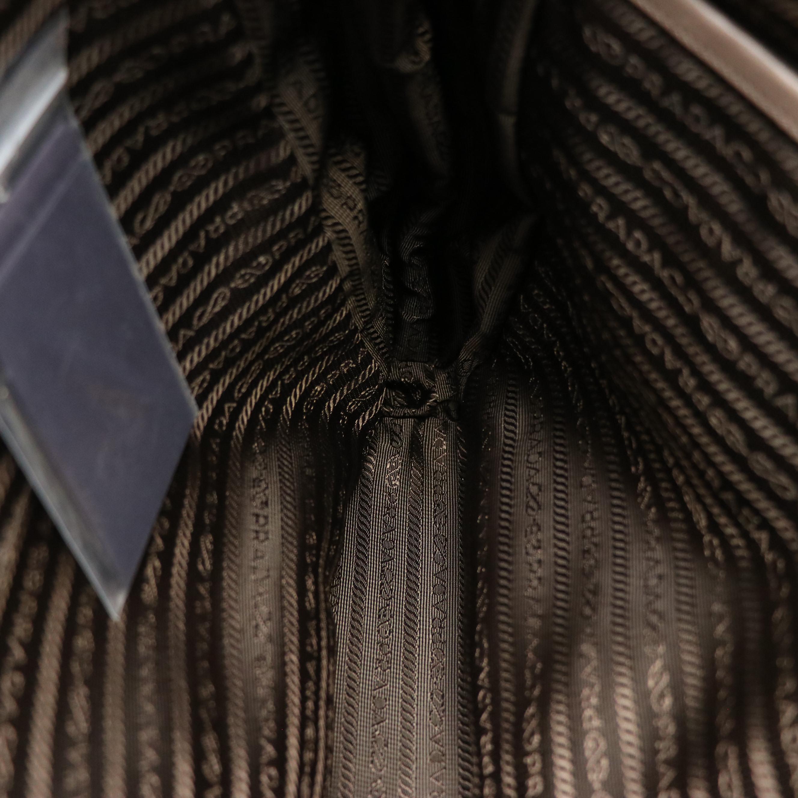 Prada Side Zip Soft Calf Leather Two-Way Shopping Tote Bag