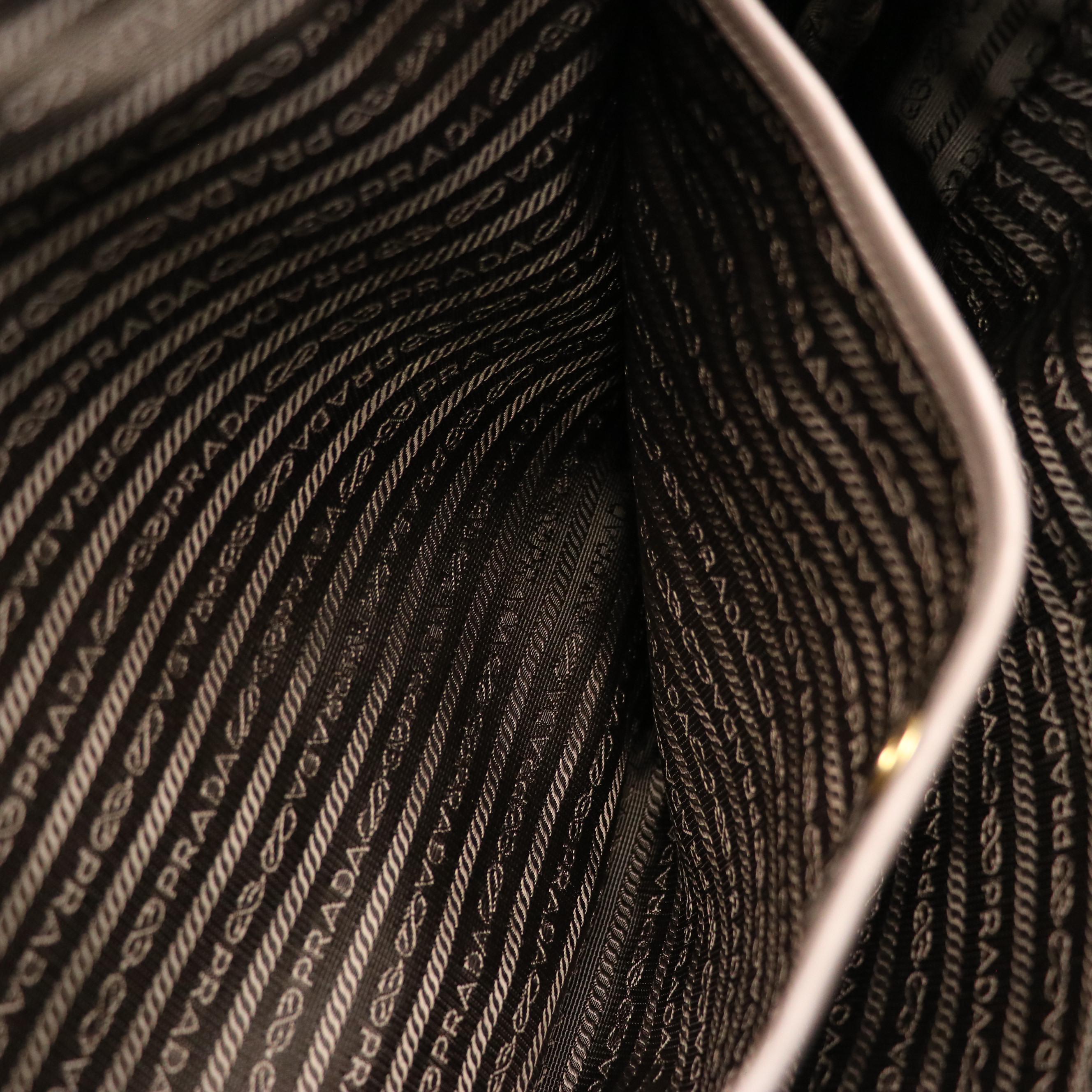 Prada Side Zip Soft Calf Leather Two-Way Shopping Tote Bag