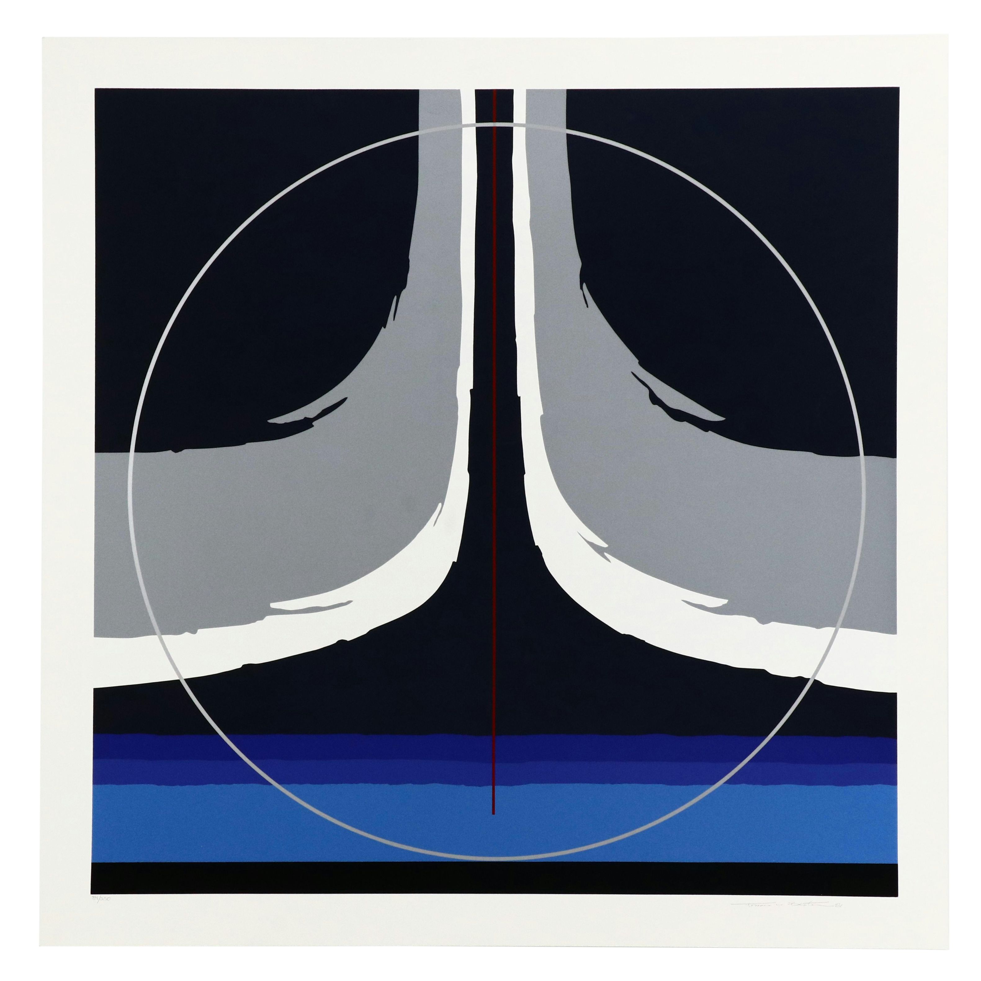 Thomas Whelan Benton Abstract Serigraph "Earthline Red," 1981