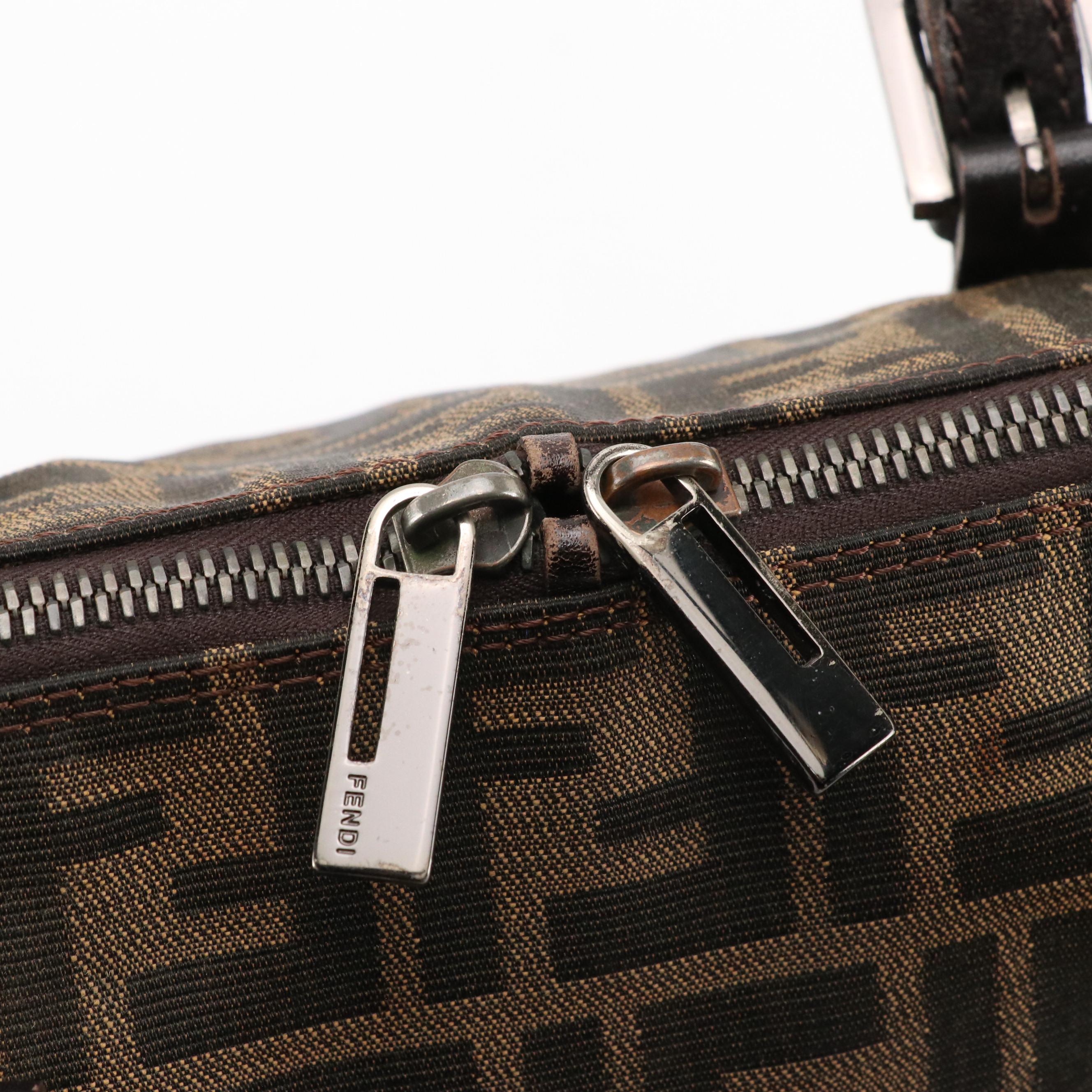 Fendi Boston Bag in Tobacco Zucca Jacquard Canvas and Leather