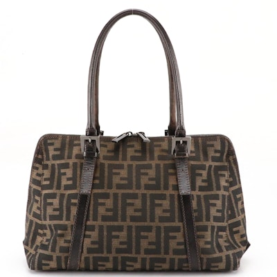 Fendi Boston Bag in Tobacco Zucca Jacquard Canvas and Leather Fendi Boston Bag in Tobacco Zucca Jacquard Canvas and Leather