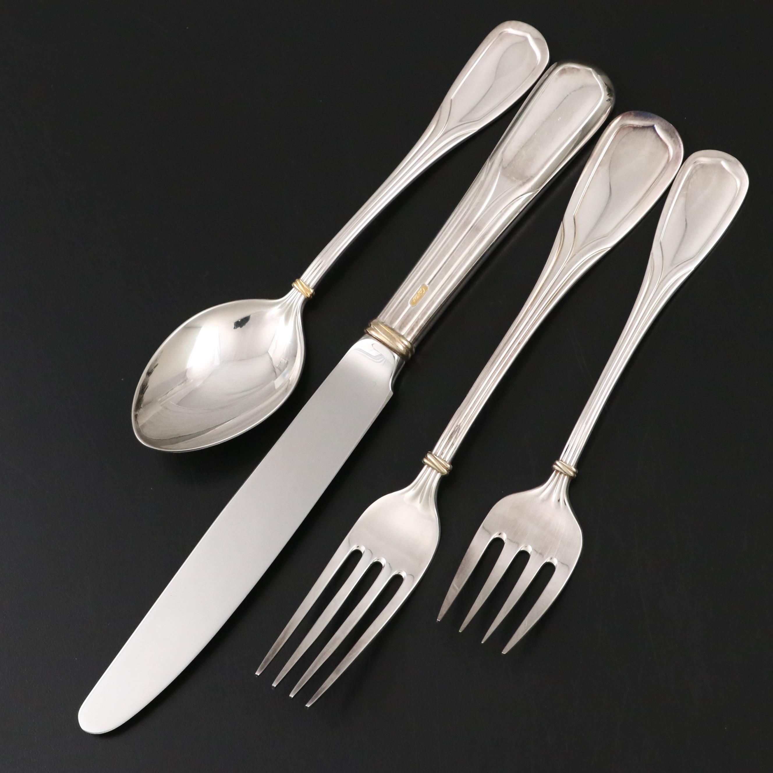 Cartier "Du Prince" Gilt Silver Plate Flatware with Presentation Boxes