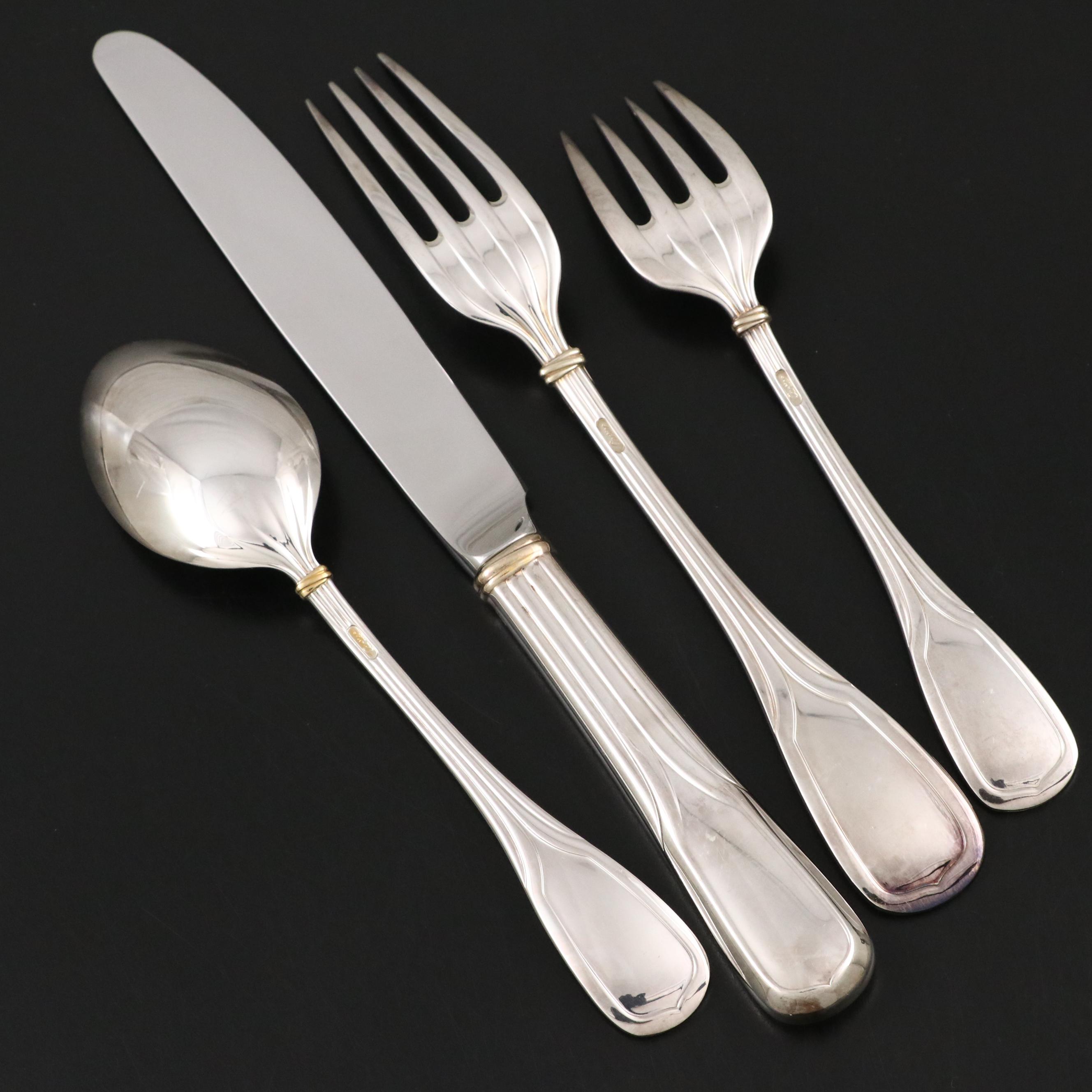 Cartier "Du Prince" Gilt Silver Plate Flatware with Presentation Boxes